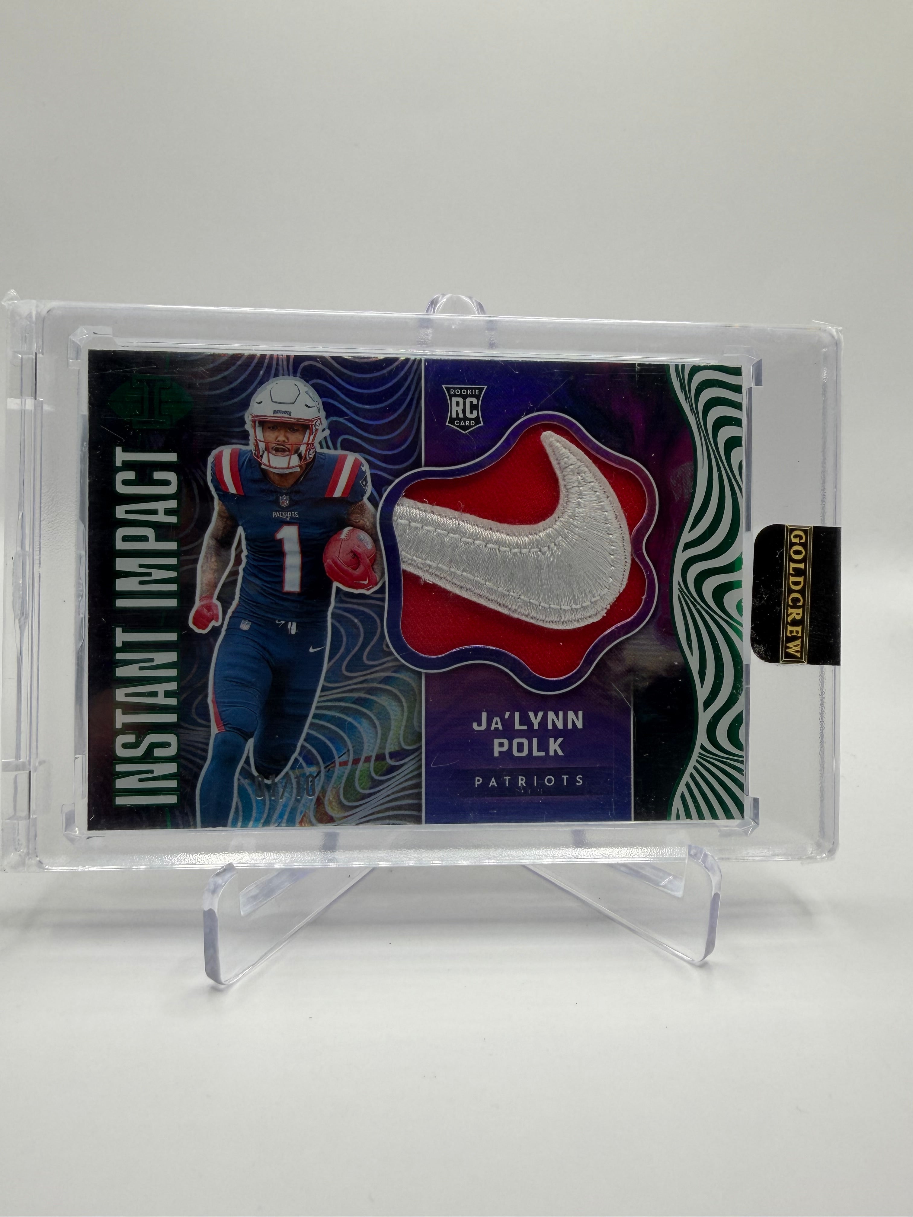 2024 Panini Illusions Football Instant Impact Ja'Lynn Polk Rookie Patch Card Logo /10