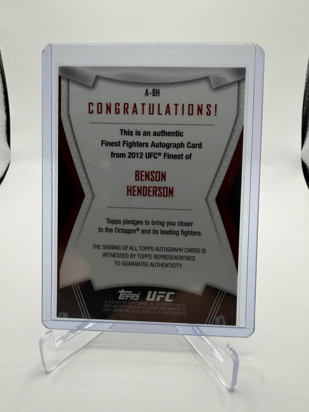 2012 Topps UFC Finest Finest Fighters Autographs Benson Henderson #A-BH Auto