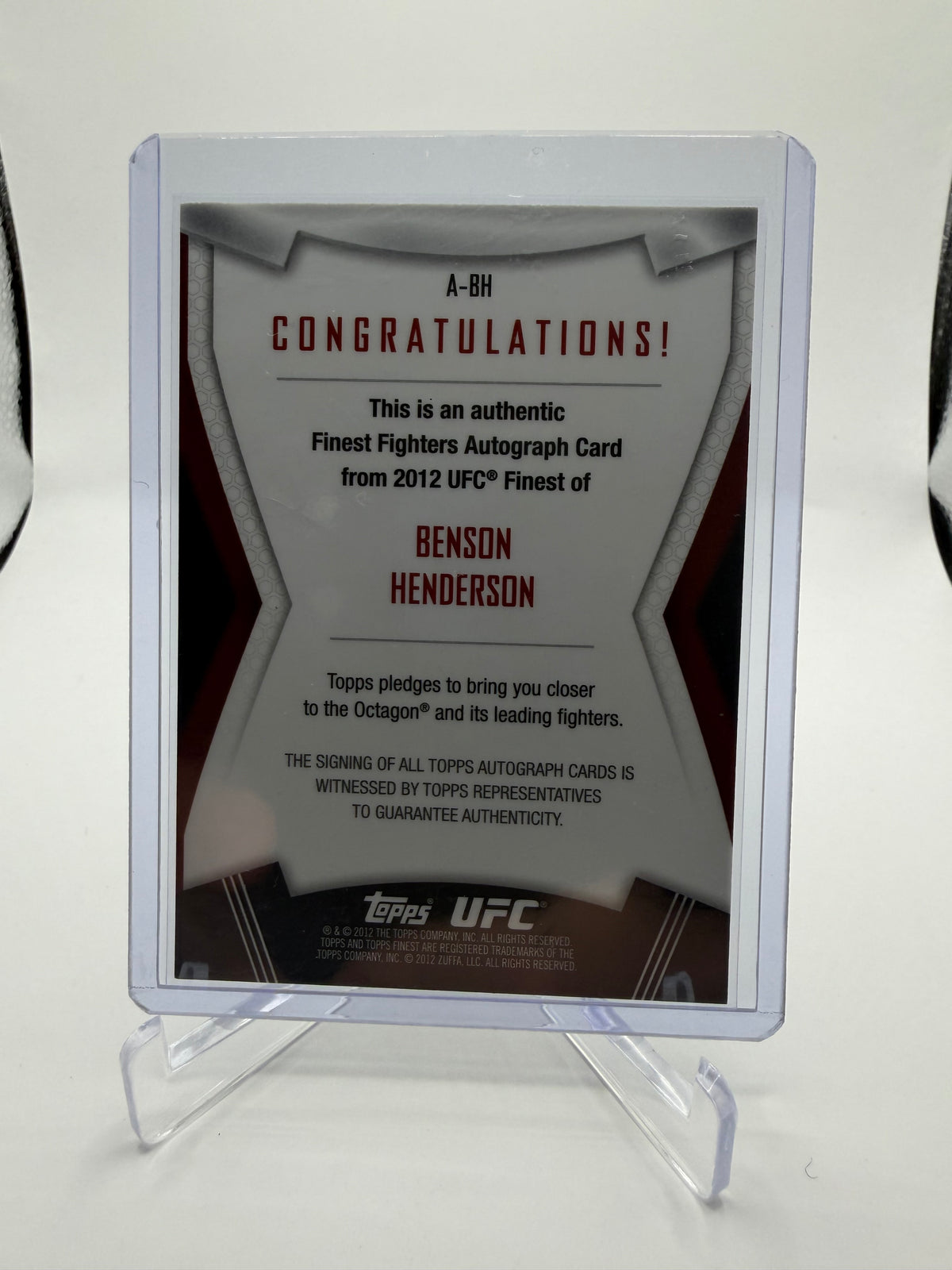 2012 Topps UFC Finest Finest Fighters Autographs Benson Henderson #A-BH Auto