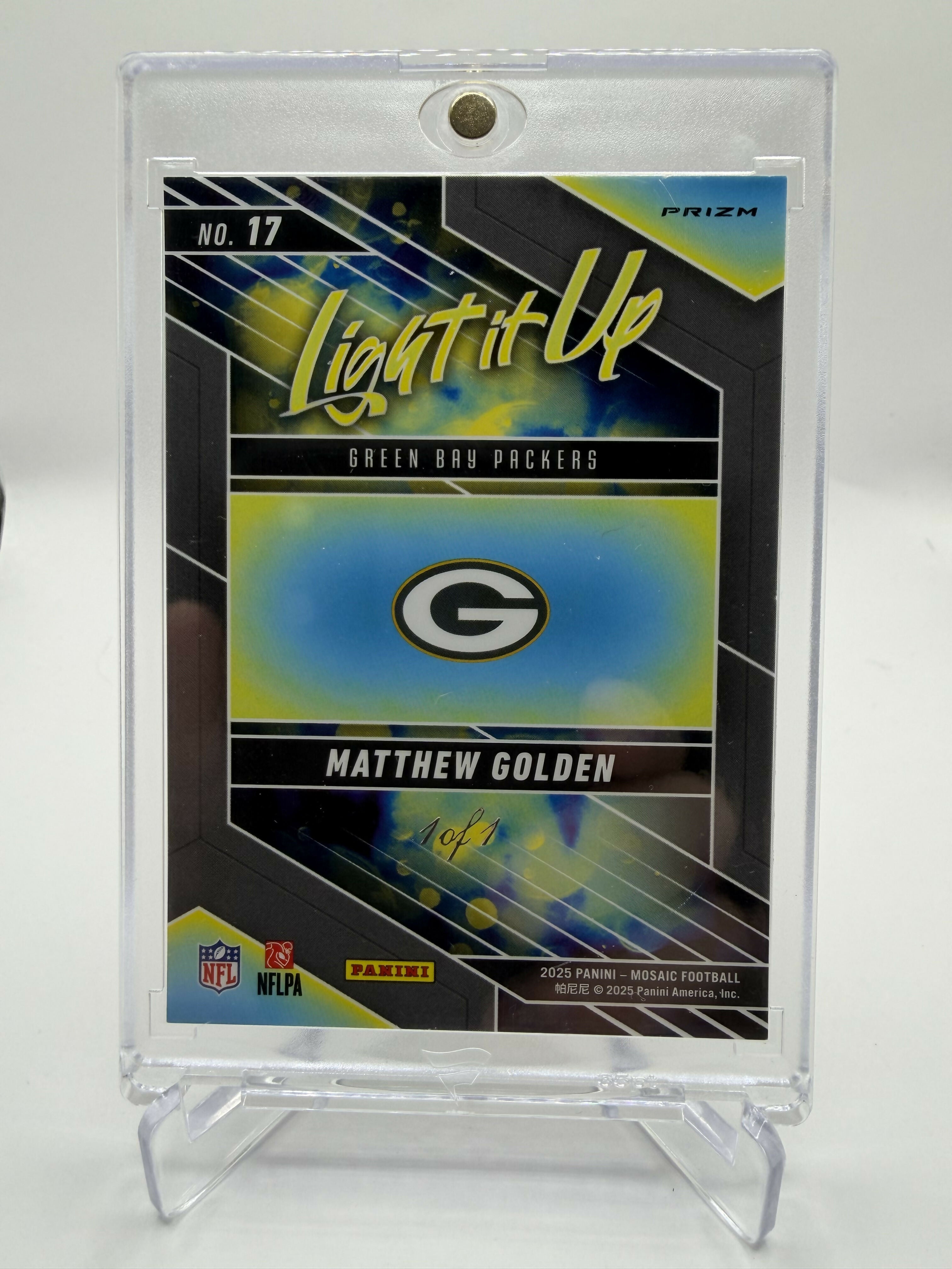 2025 Panini Mosaic Matthew Golden Light it Up Black 1/1