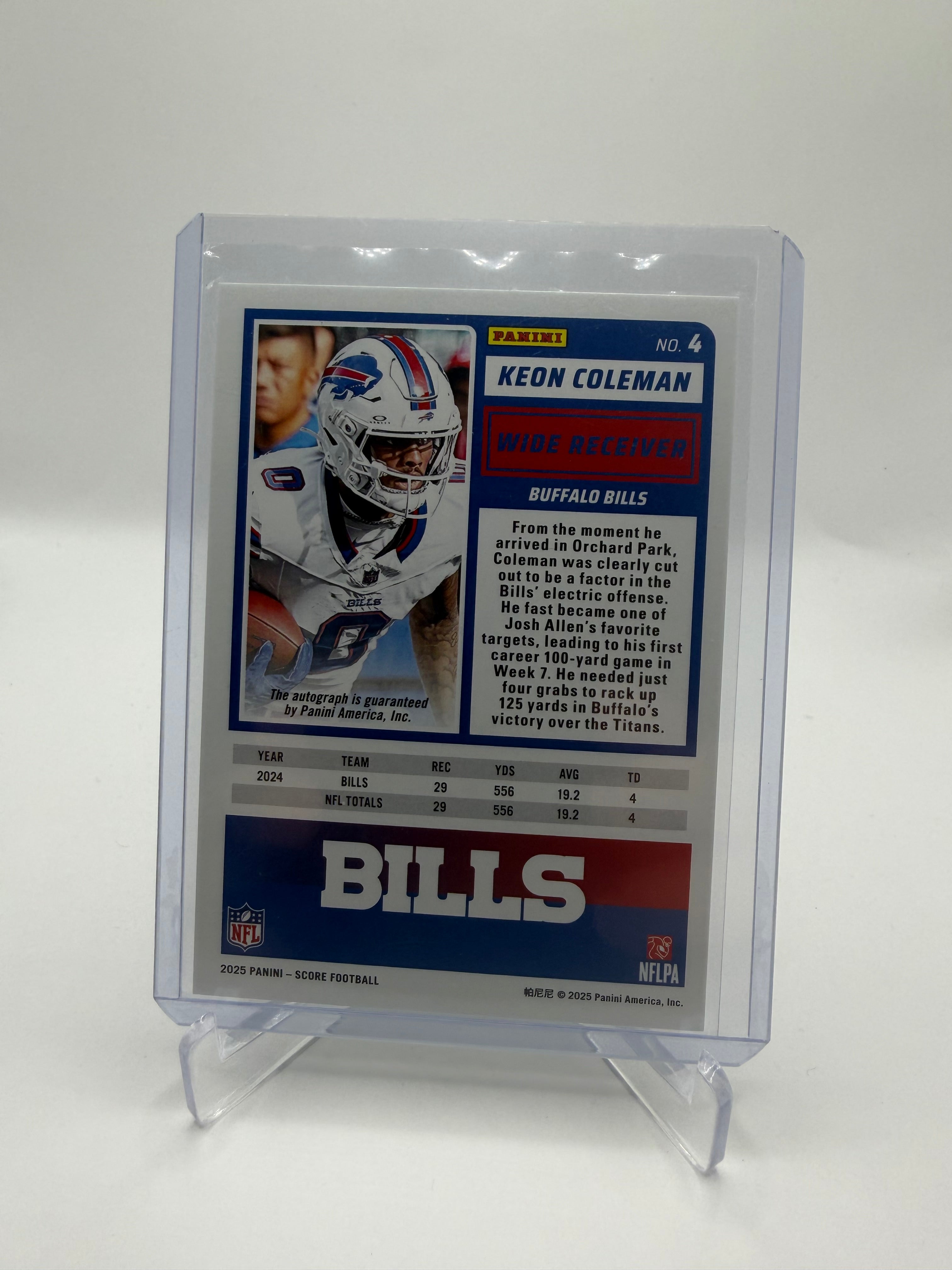 2025 Panini Score Football Keon Coleman Autograph Green Parallel #4