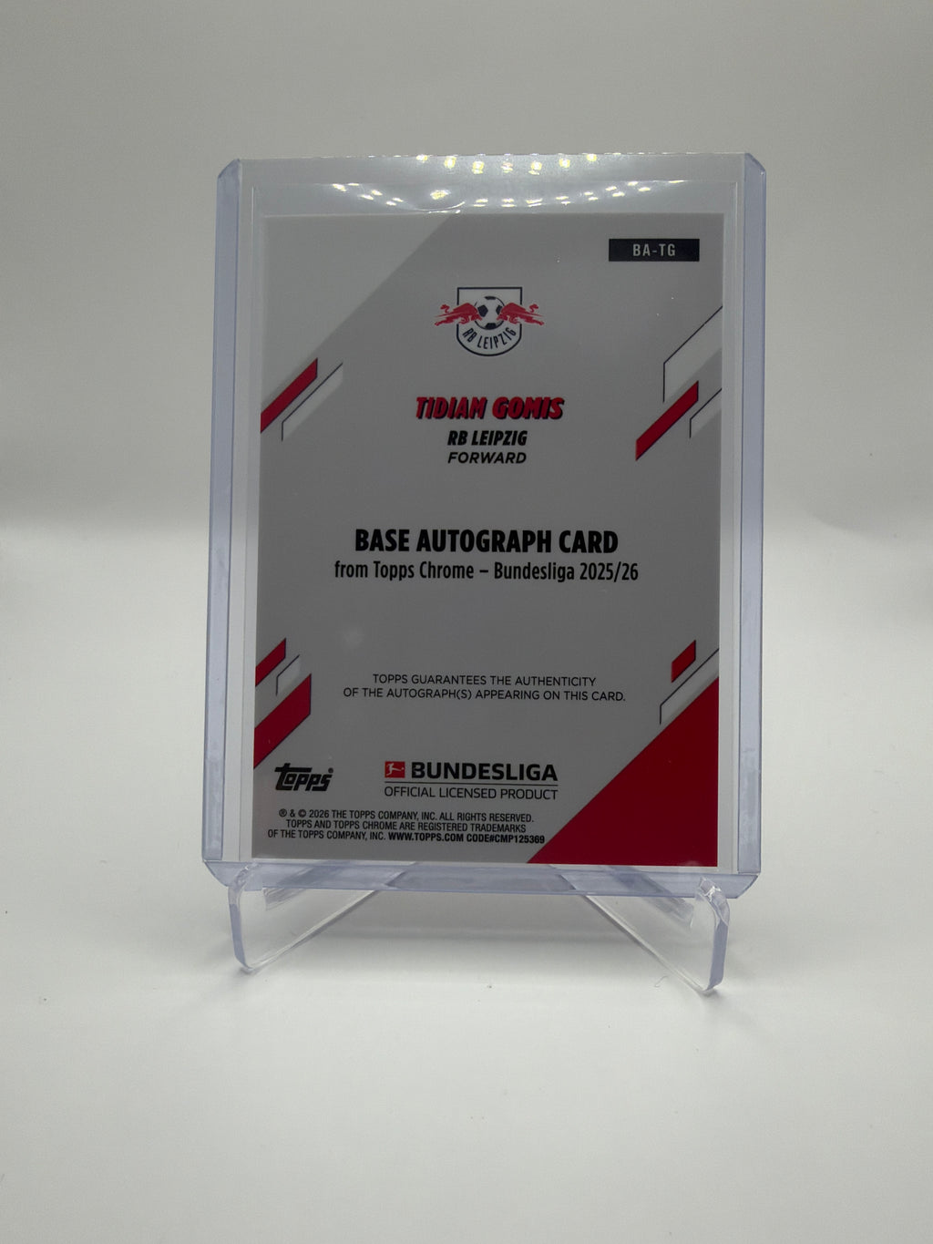 2025-26 Topps Chrome Bundesliga Tidiam Gomis  Autograph Red Geometric Refractor Rookie Card #BA-TG /5