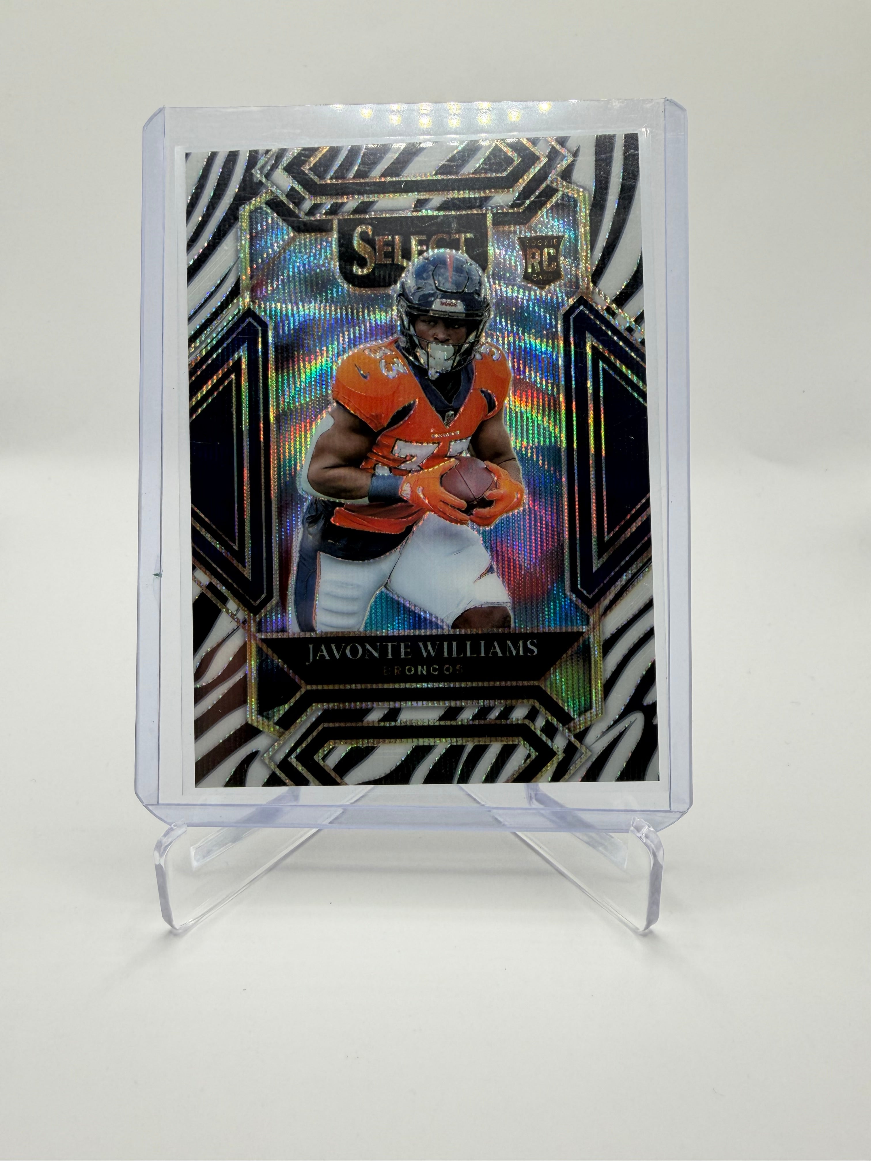2021 Panini Select Football Javonte Williams Rookie Club Level Zebra Prizm #257