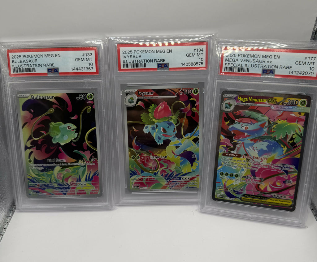Bulbasaur, Ivysaur , Venasaur Mega Evolutions IR Full Art PSA 10 Set
