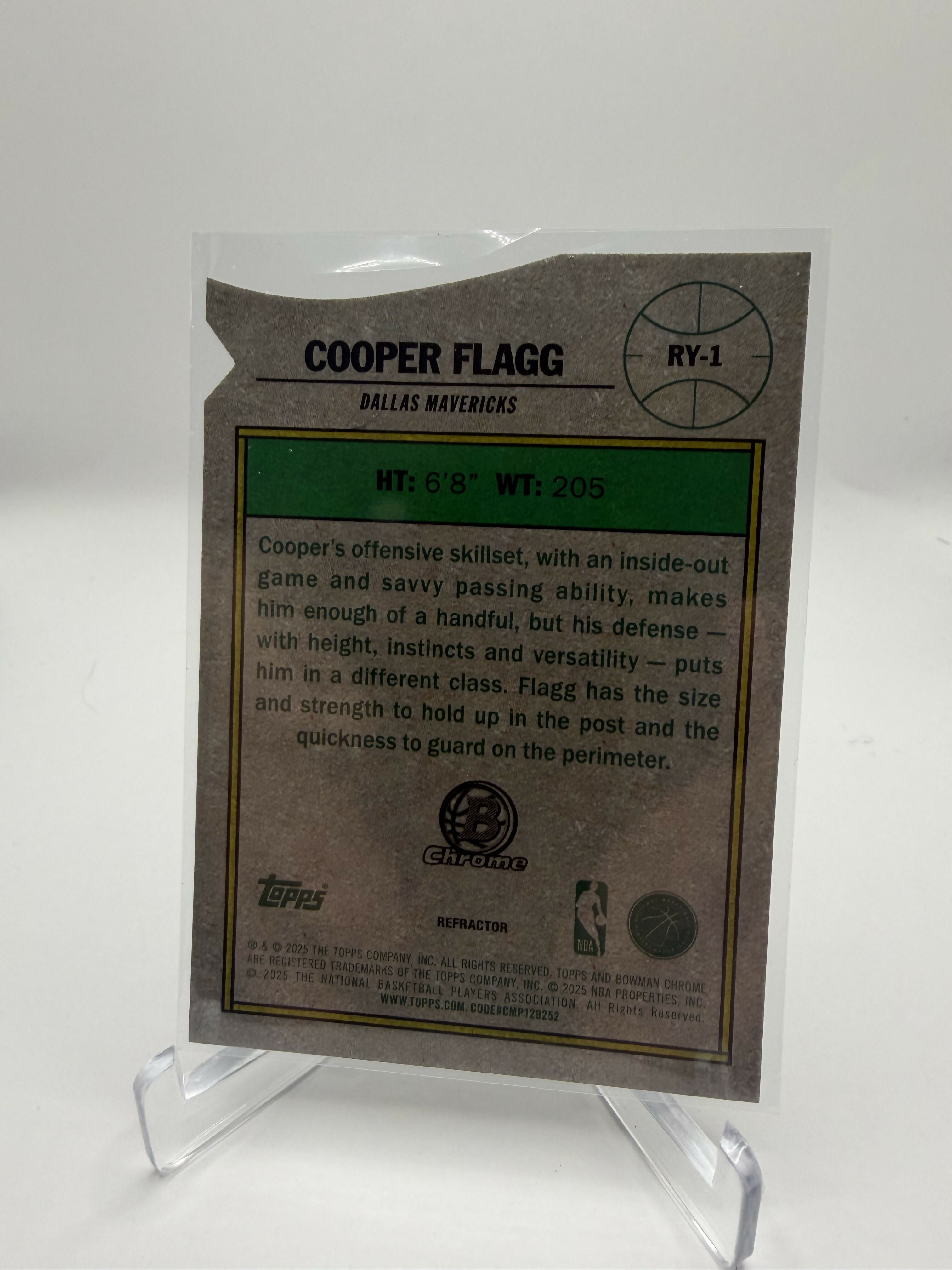2025-2026 Cooper Flagg Bowman Chrome Rookie of the Year Die Cut Refractor