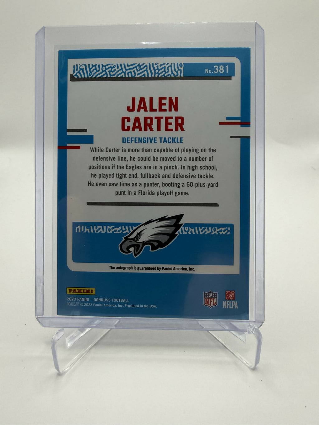 2023 Panini Donruss Jalen Carter Rated Rookie Auto