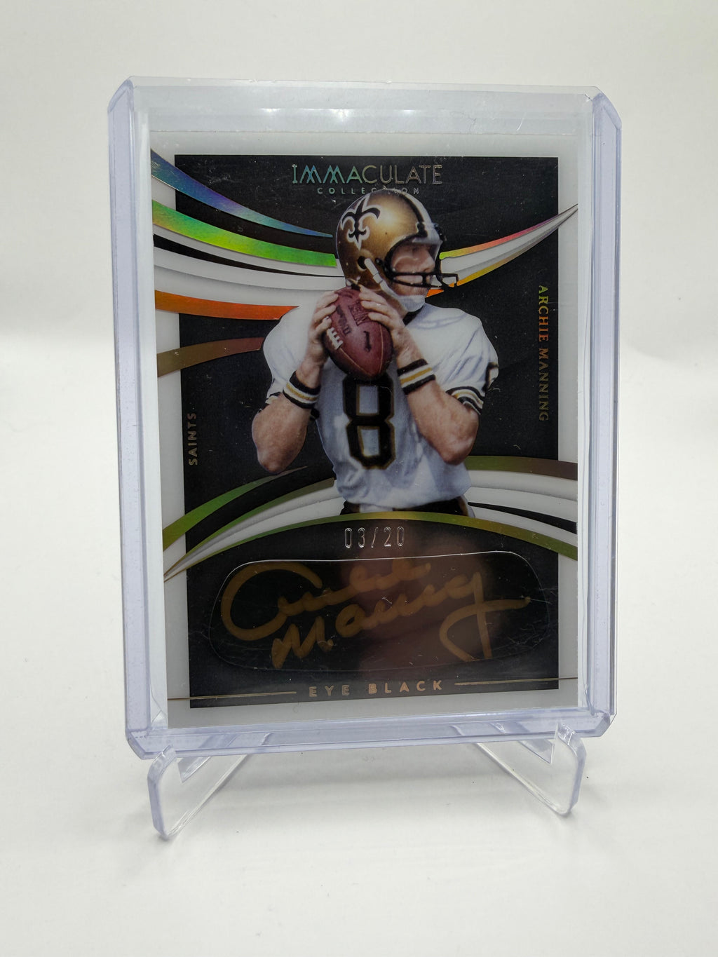 2021 Panini Immaculate Collection Football Immaculate Eye Black Autographs Archie Manning Gold Ink Auto /20 #IEB-AM