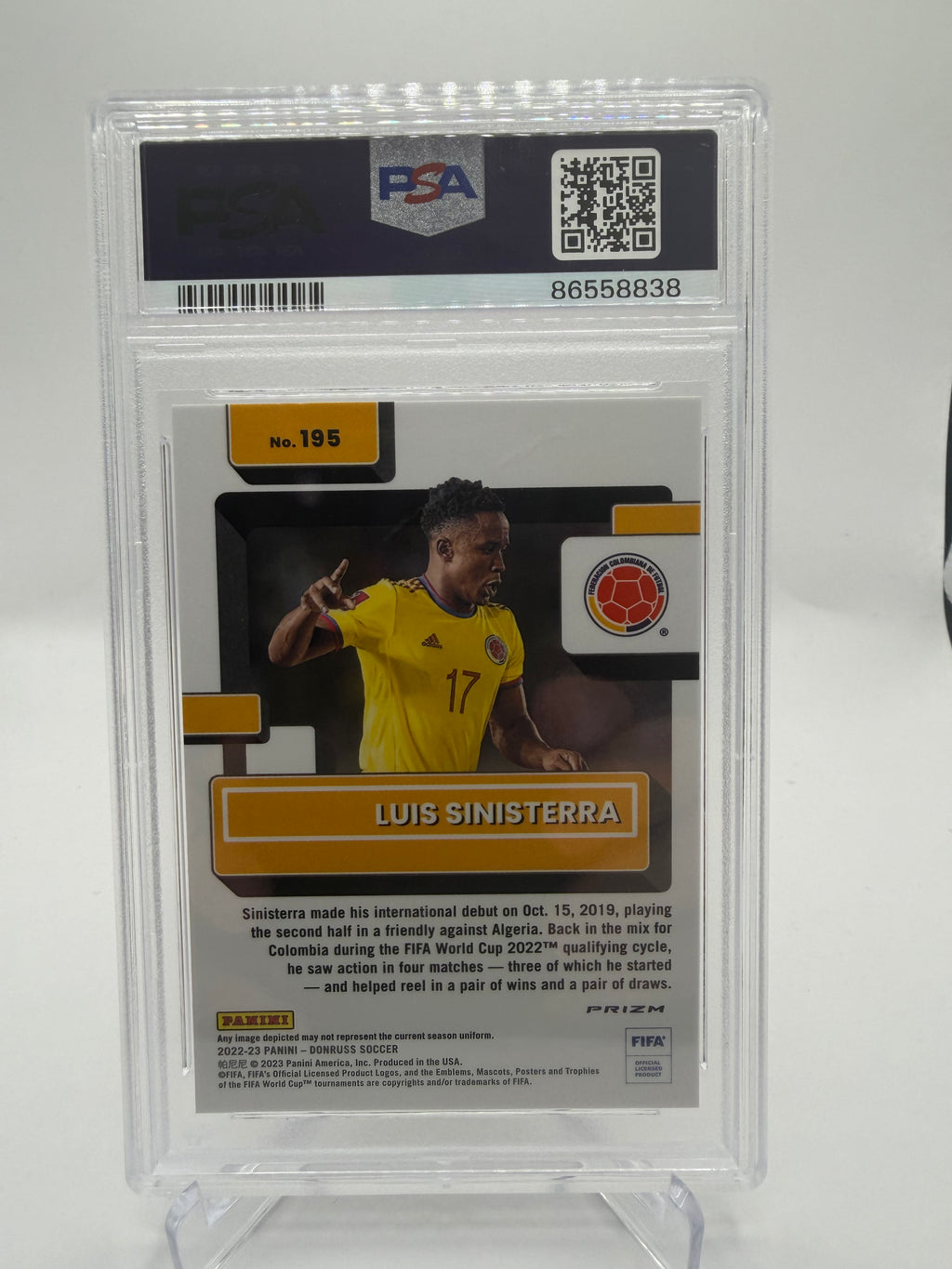 2022-23 Panini Donruss FIFA Luis Sinisterra Rated Rookie #195 Optic Photon Parallel PSA 9
