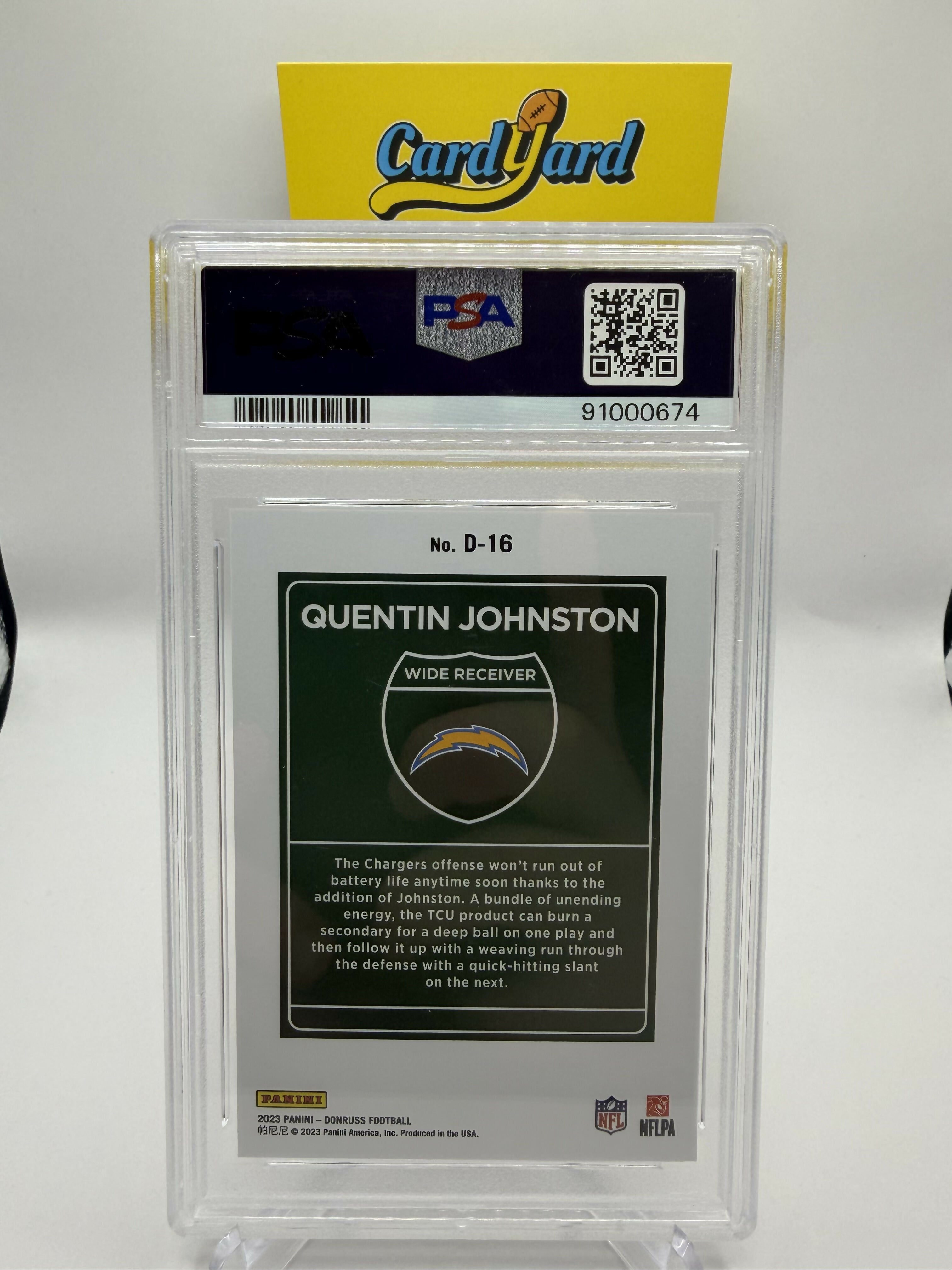 2023 Donruss Quentin Johnson Downtown PSA 9