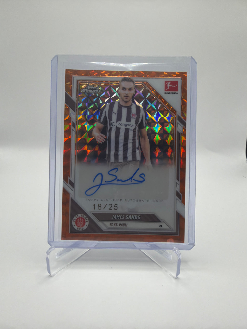 2025-26 Topps Chrome Bundesliga James Sands  Autograph Orange Geometric /25 #BA-JSA