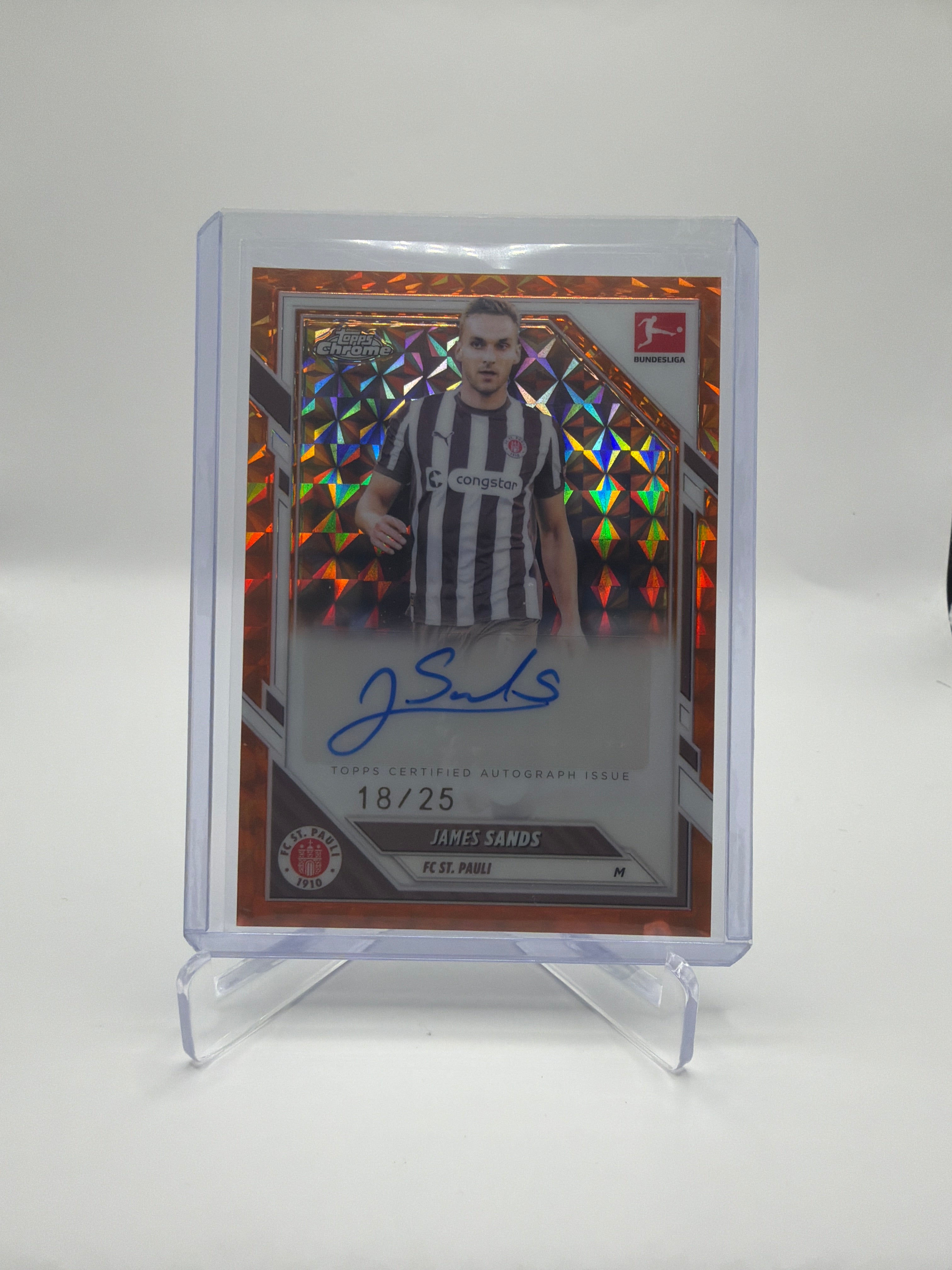 2025-26 Topps Chrome Bundesliga James Sands  Autograph Orange Geometric /25 #BA-JSA