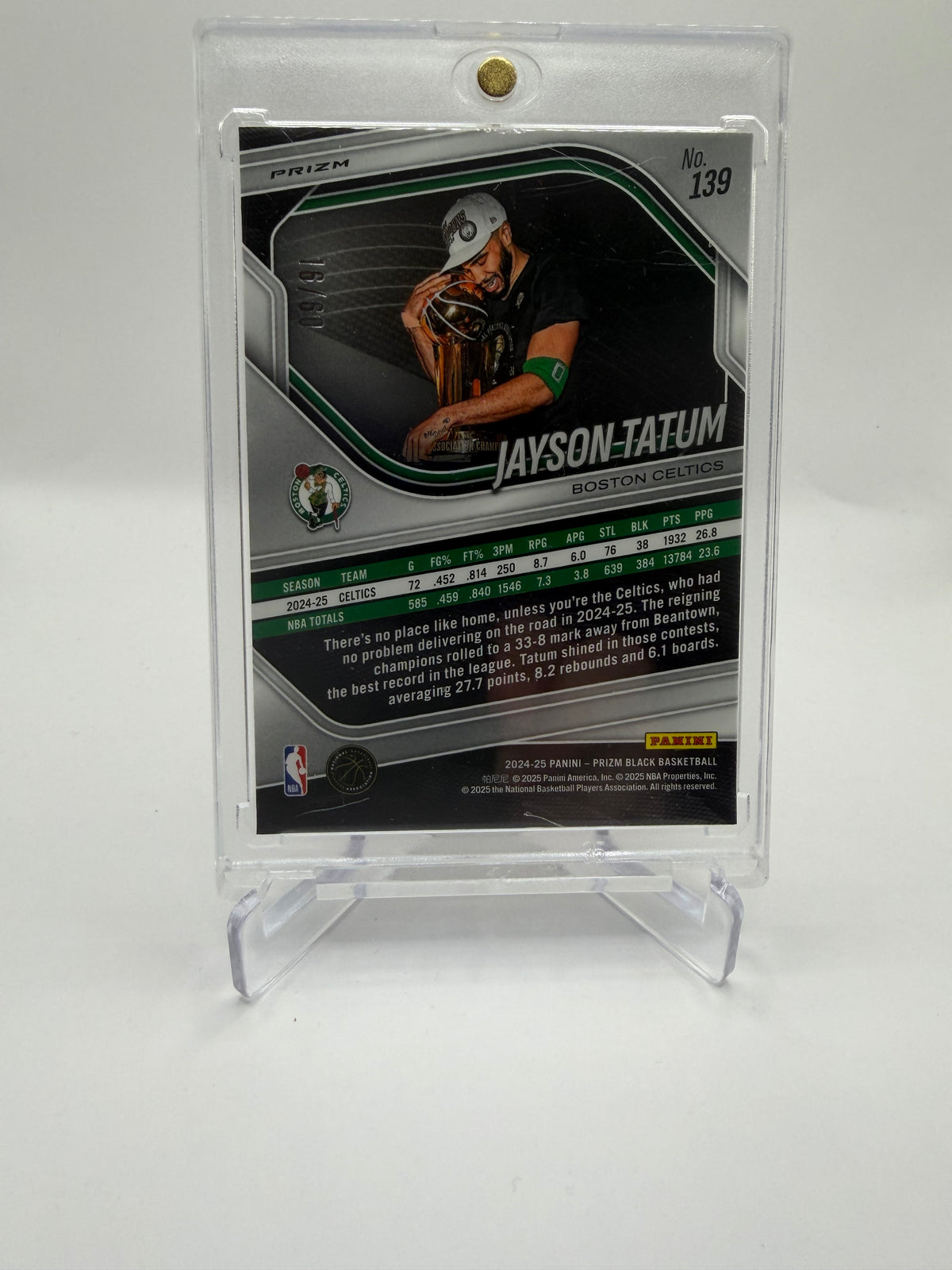 2024-25 Panini Prizm Black Basketball Orange Prizm Jayson Tatum #139 /60