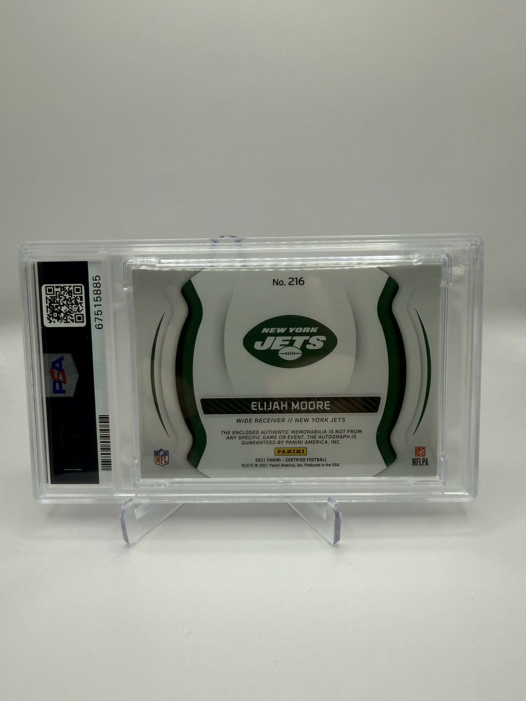 2021 Panini Certified Elijah Moore RPA 1/1 NFL Shield PSA 8