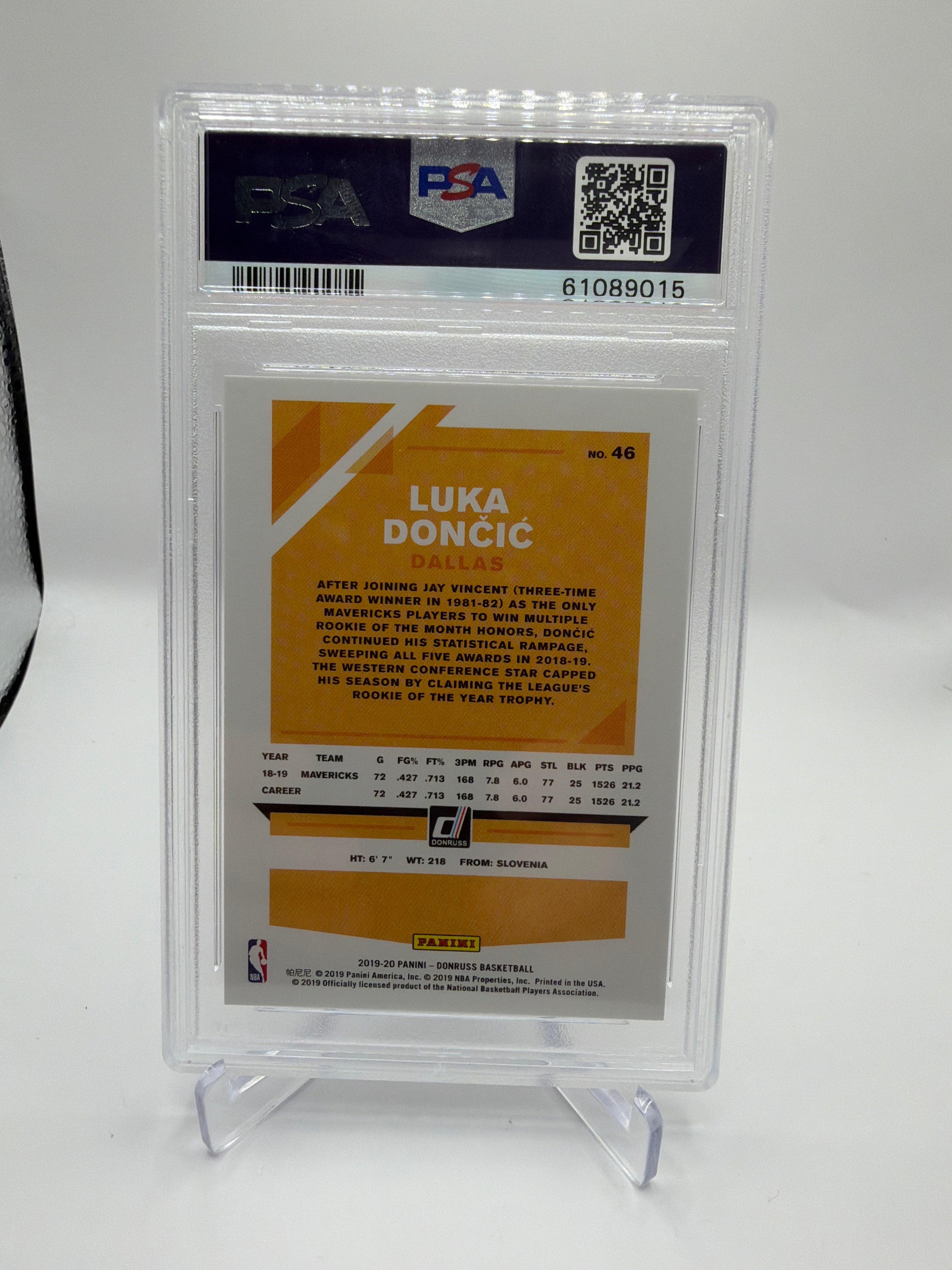 2019-20 Panini Donruss Basketball Luka Doncic #46 Base PSA 9 Mint