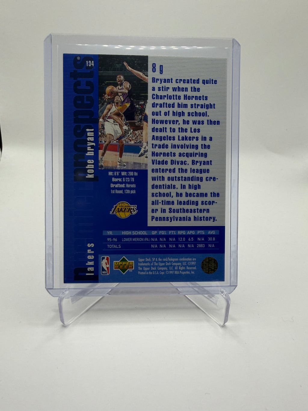 1996-97 Upper Deck SP Premier Prospects Kobe Bryant Rookie Card #134