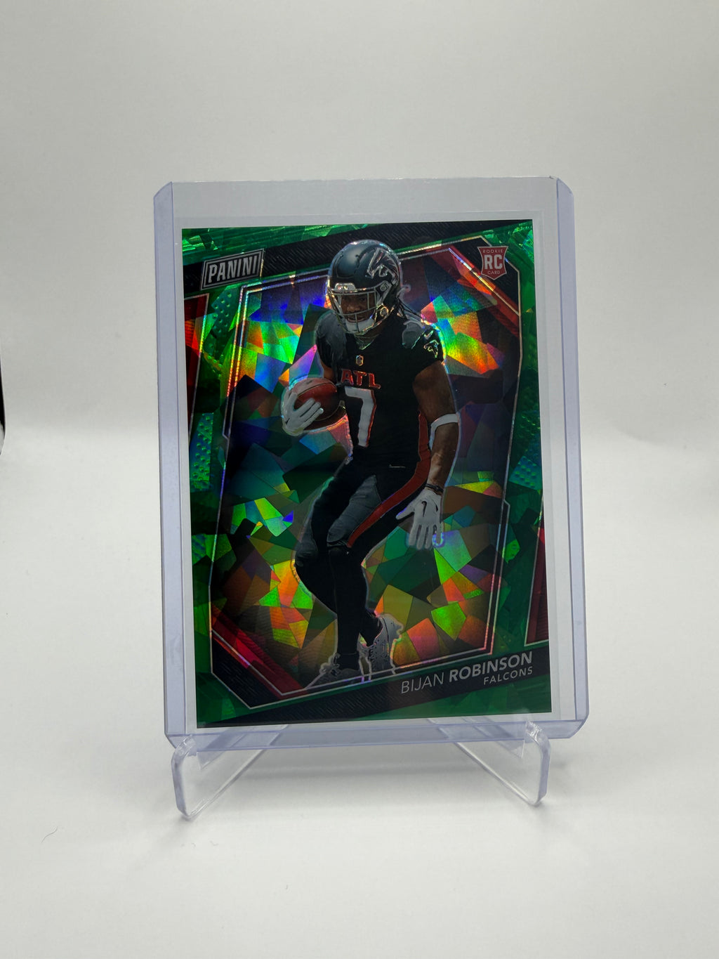 2023 Panini The National VIP Prizm Bijan Robinson Green Cracked Ice Rookie #RC4 /99