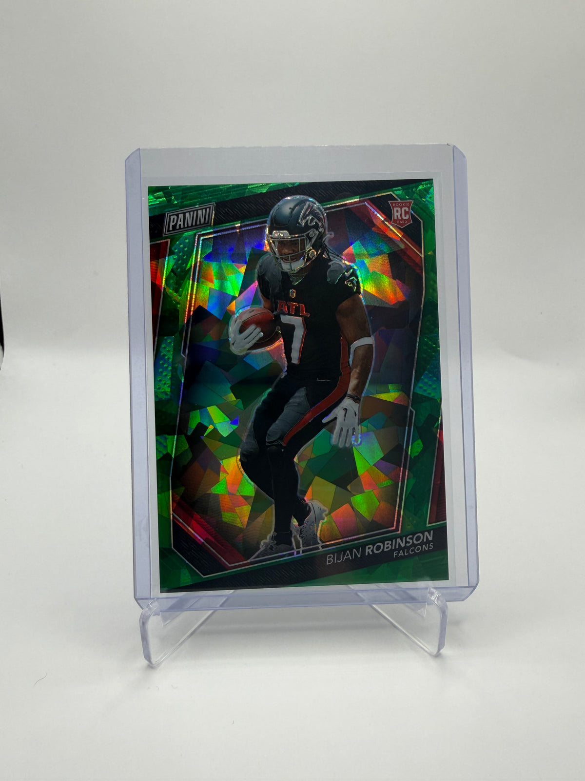 2023 Panini The National VIP Prizm Bijan Robinson Green Cracked Ice Rookie #RC4 /99