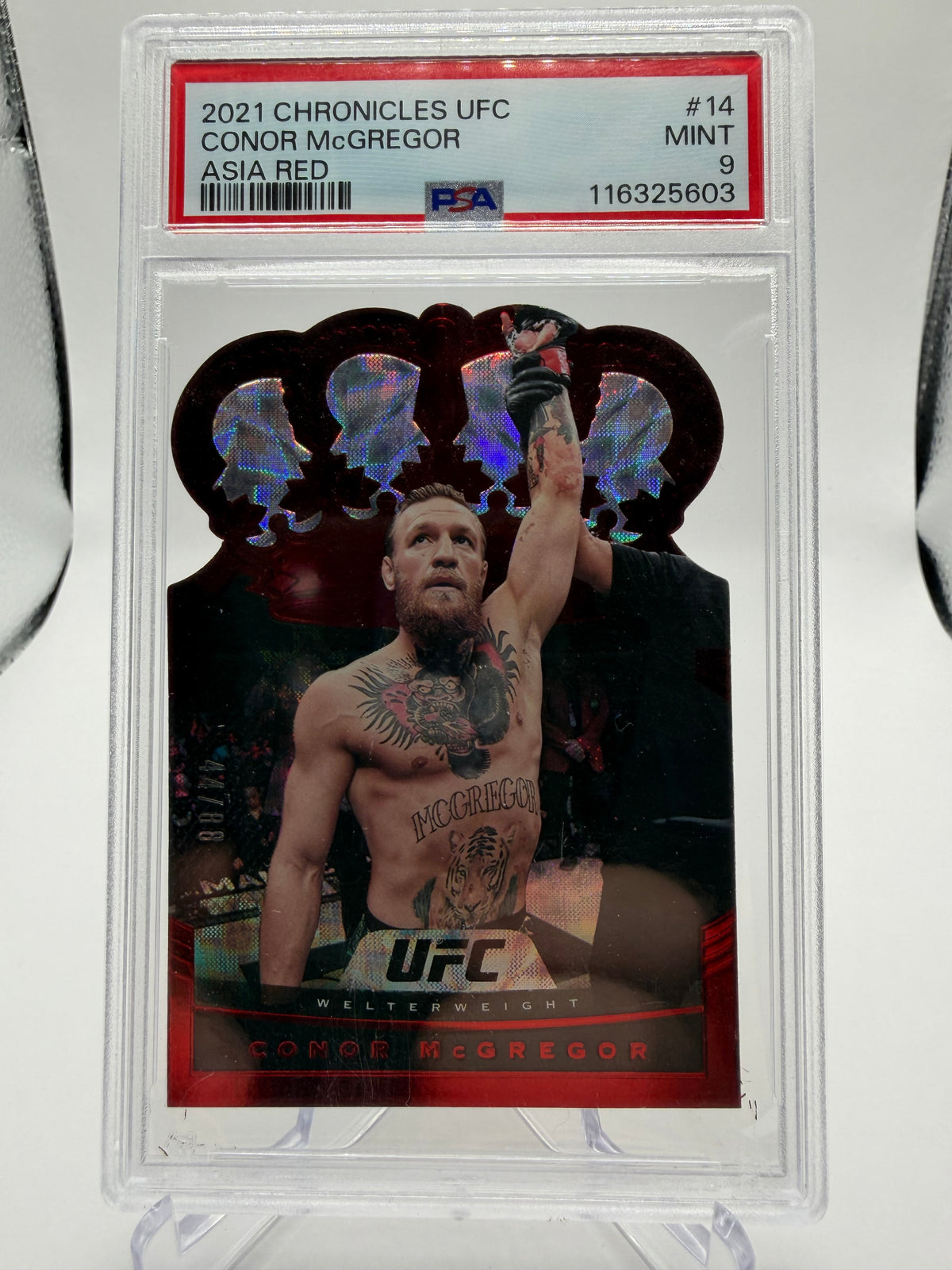 2021 Panini Chronicles UFC Crown Royale Conor McGregor Asia Red #14 PSA 9