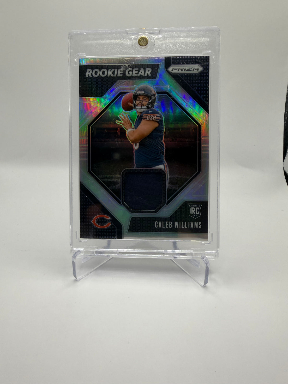 2024 Panini Prizm Football Rookie Gear Silver Prizm Memorabilia Caleb Williams Rookie Card #RG-CWS