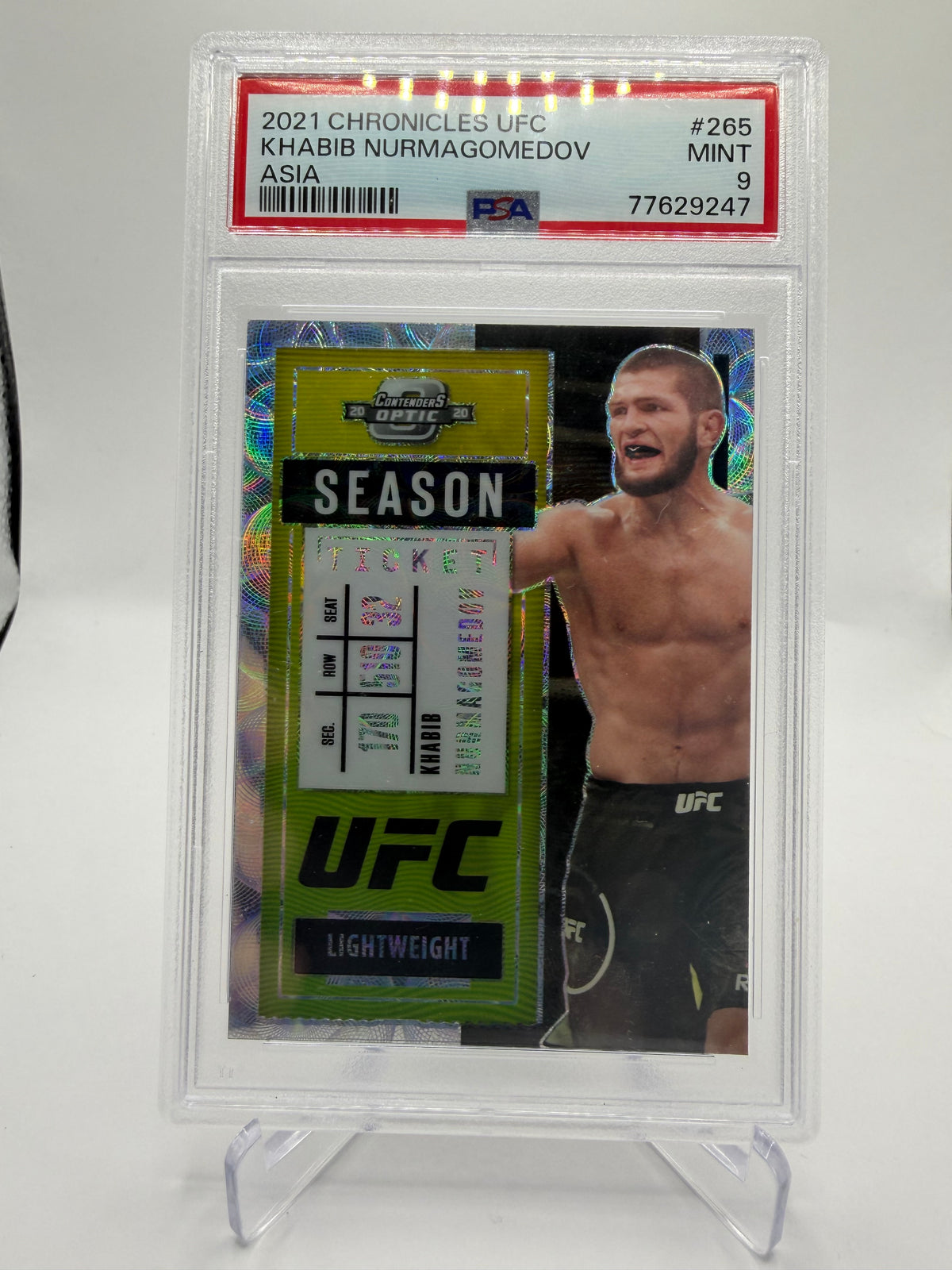 2021 Panini Chronicles UFC Contenders Optic Season Ticket Asia Khabib Nurmagomedov #265 PSA 9