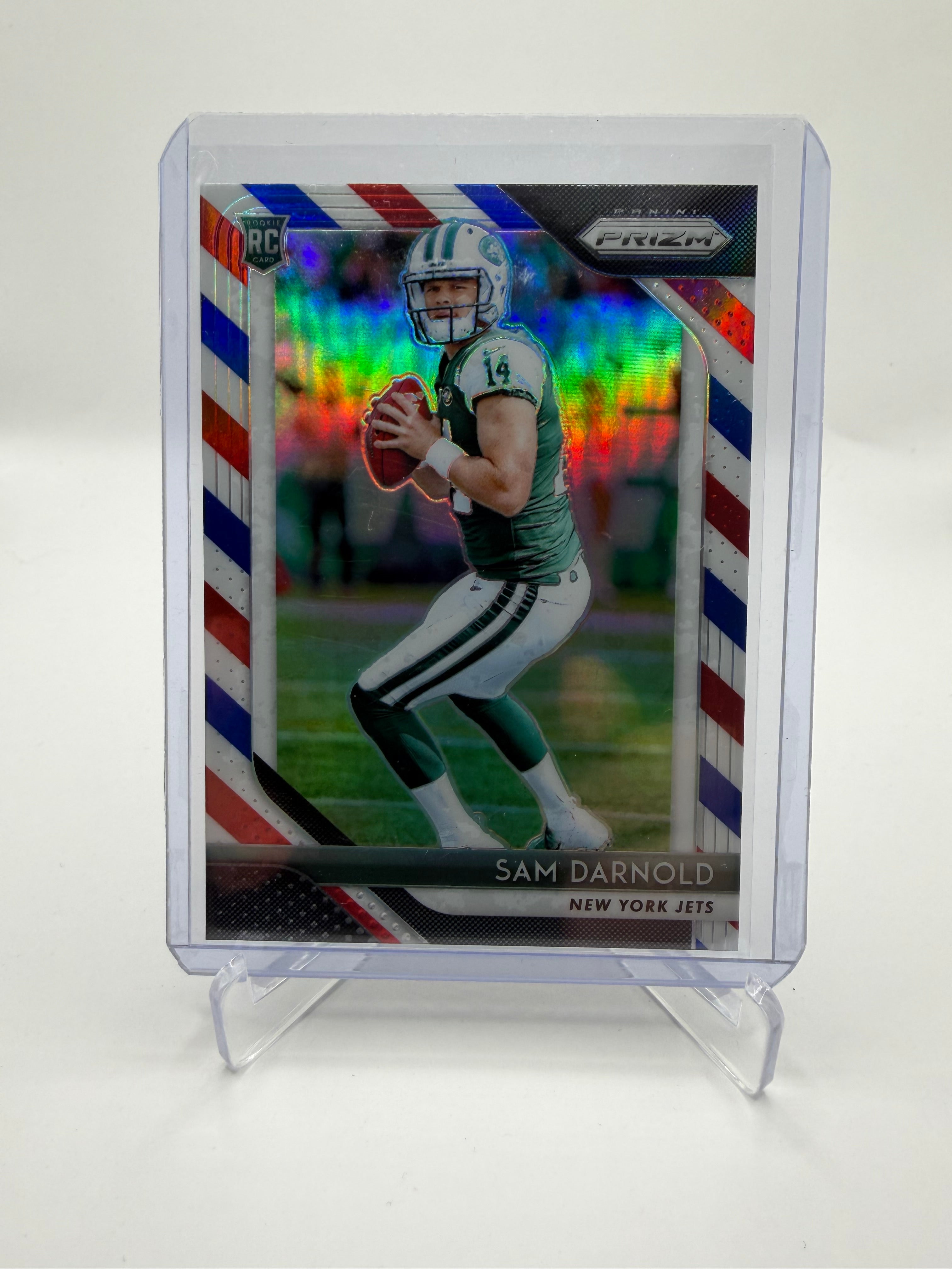 2018 Panini Prizm Football Sam Darnold Red White Blue Prizm Rookie Card #203