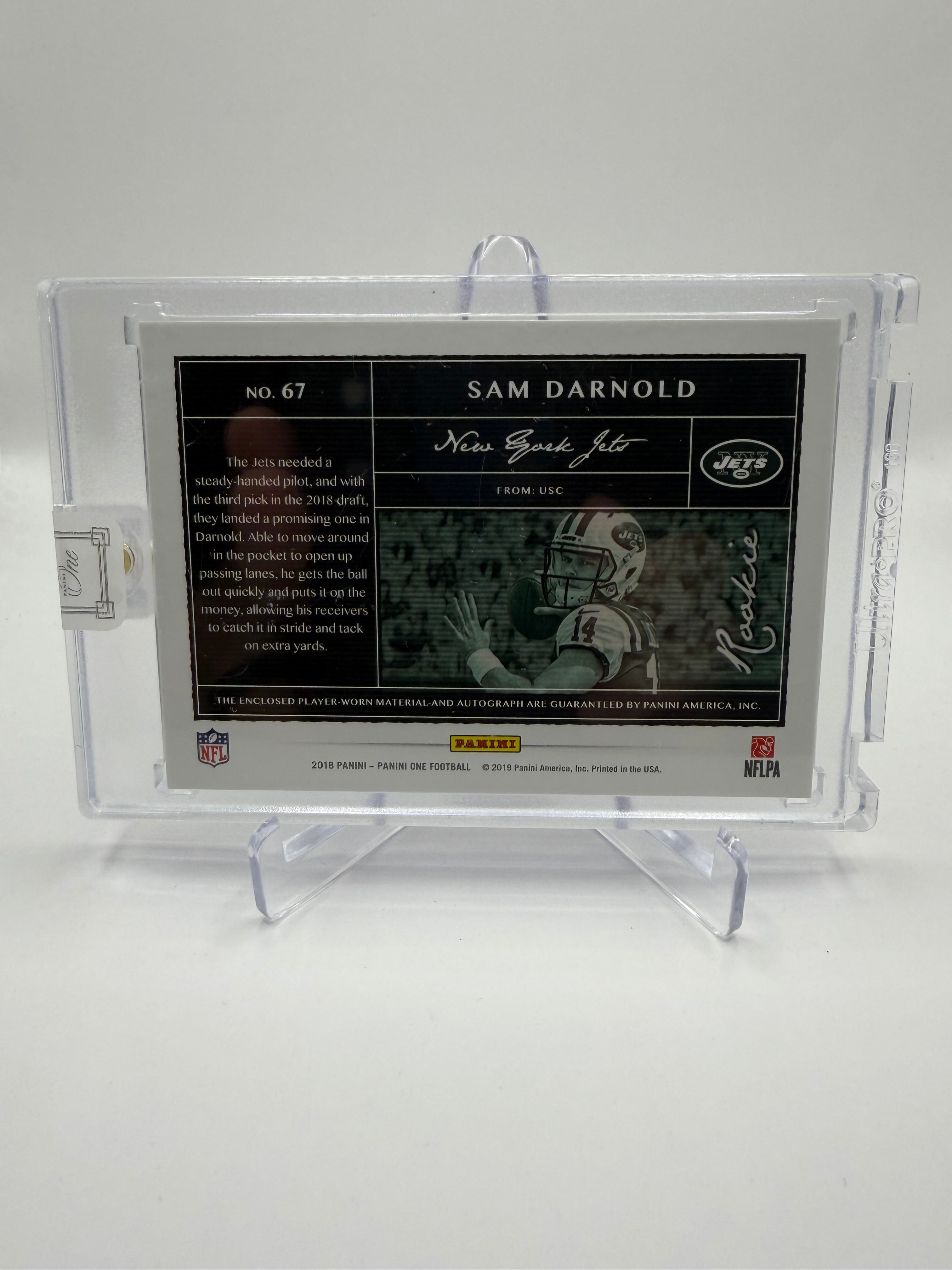 2018 Panini One Football Sam Darnold Rookie Patch Autograph Purple /25 #67