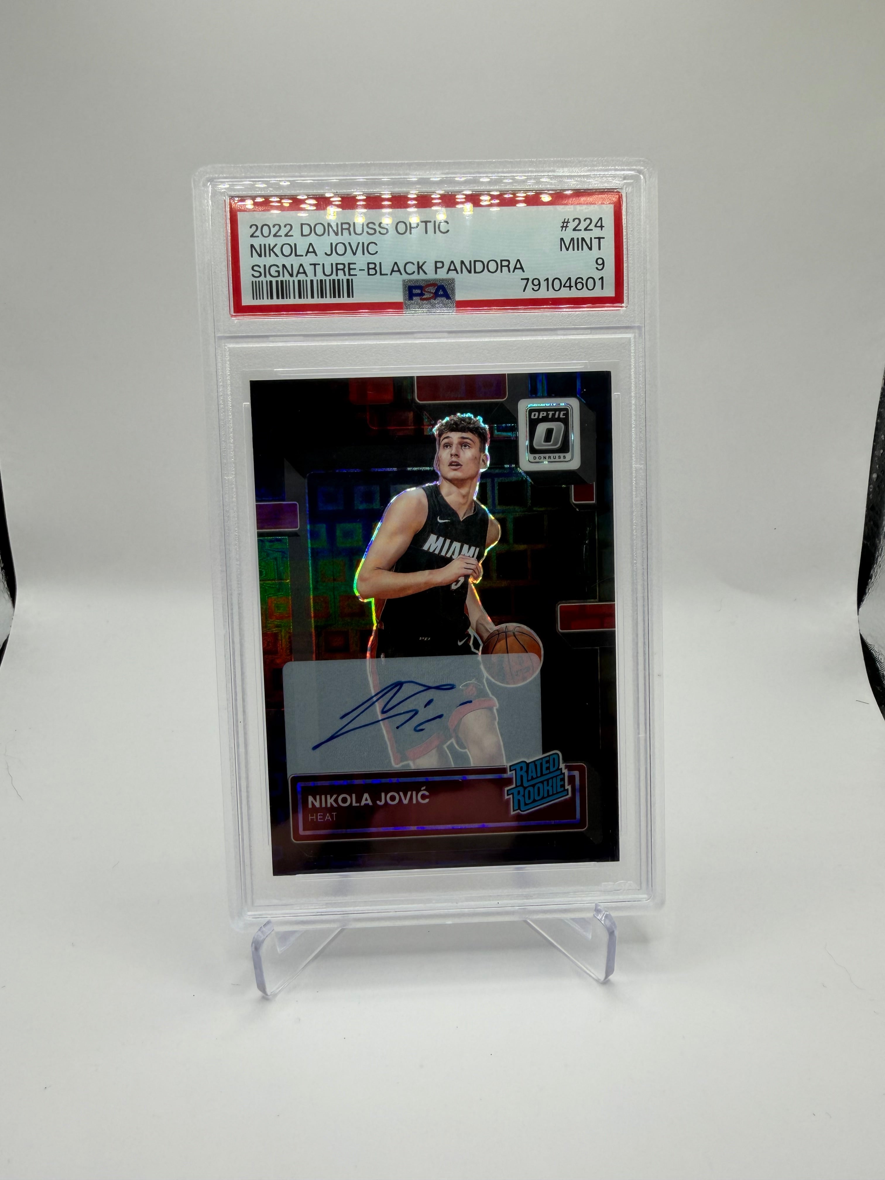 2022-23 Panini Donruss Optic Rated Rookie Signatures Black Pandora Nikola Jovic Autograph /25 PSA 9 #224