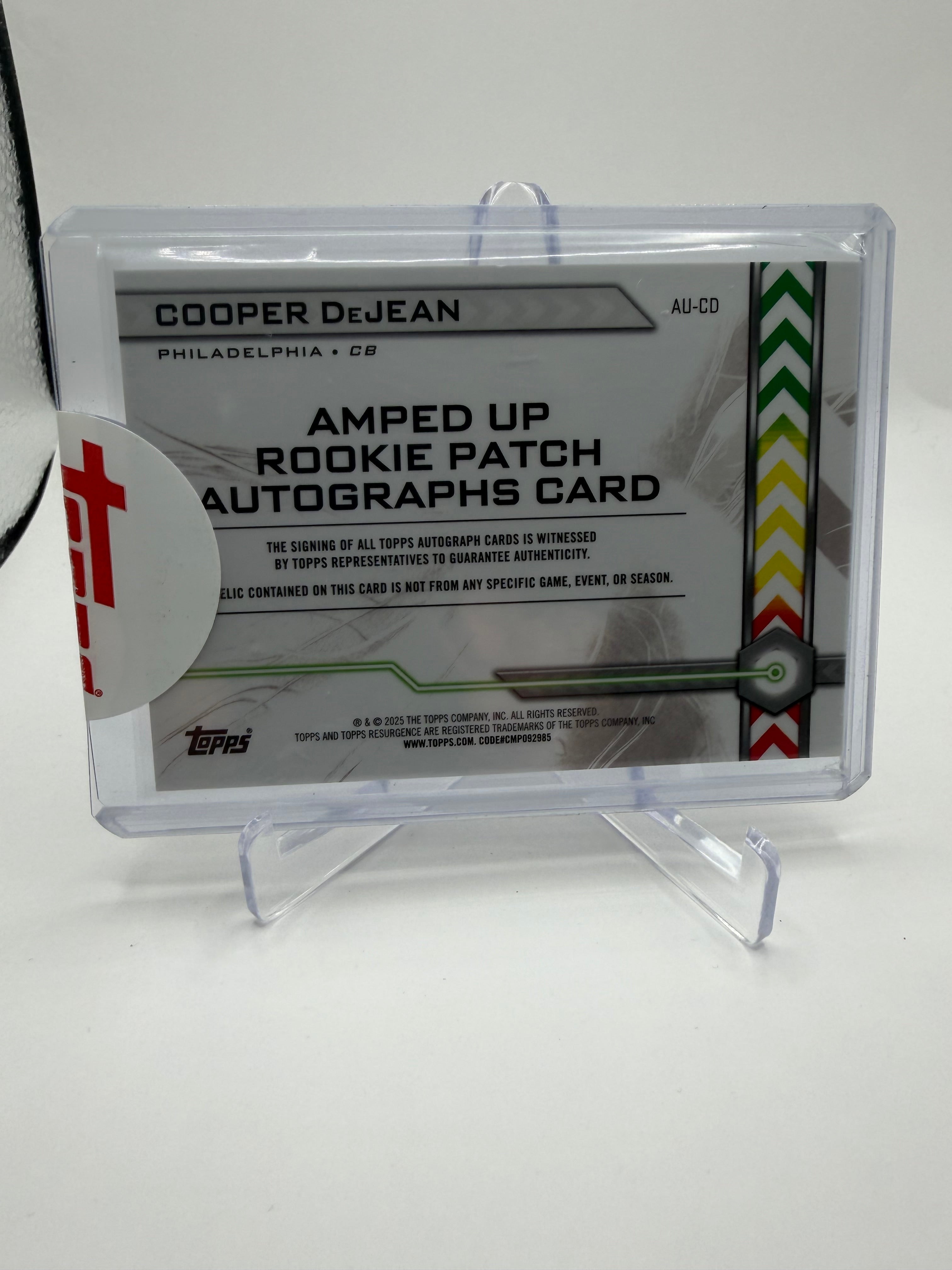 2025 Topps Resurgence Amped Up Rookie Patch Autographs Cooper DeJean #AU-CD