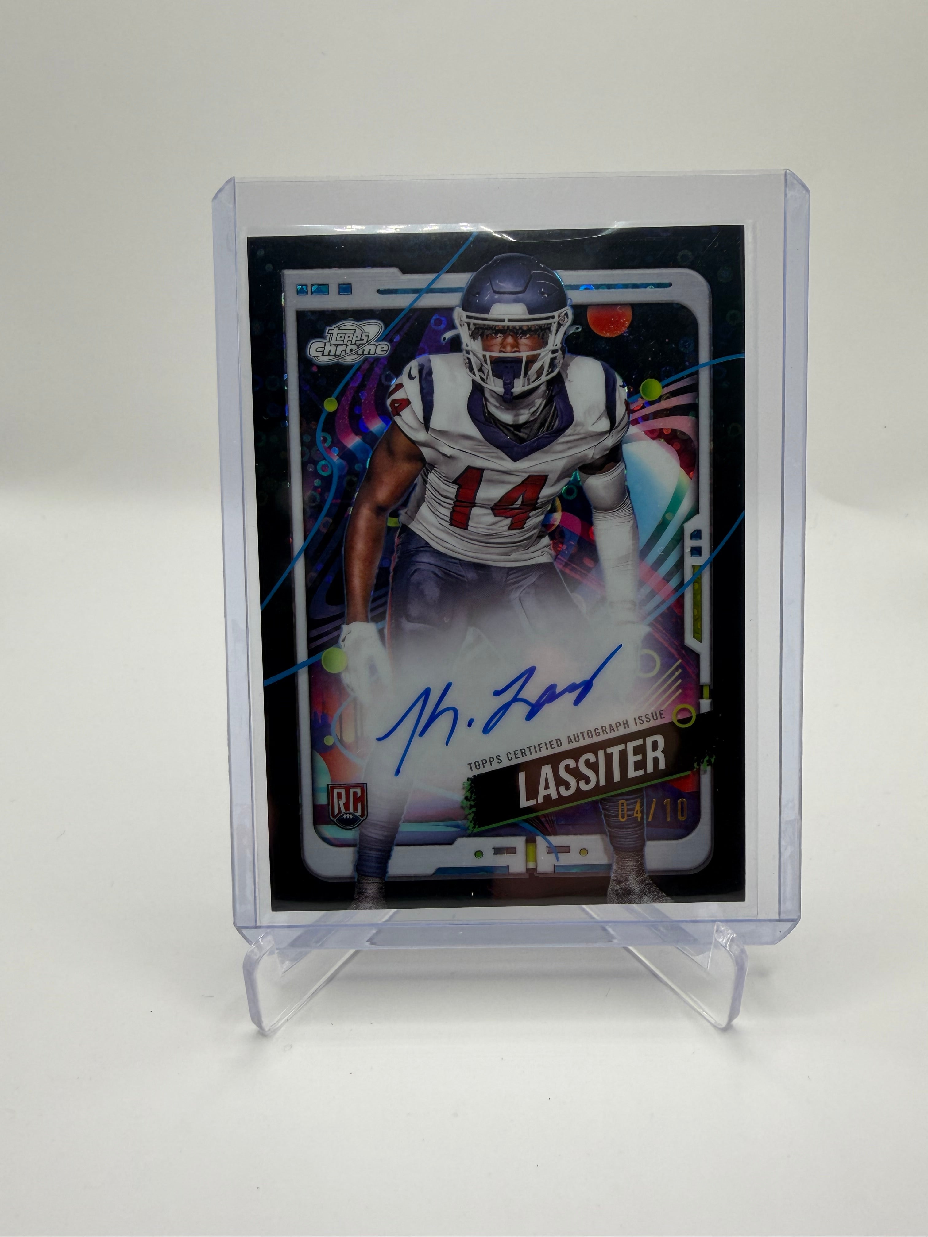 2024 Topps Cosmic Chrome Football Cosmic Chrome Autograph Variation Black Eclipse Refractor #CCA-KL Kamari Lassiter Rookie Auto /10