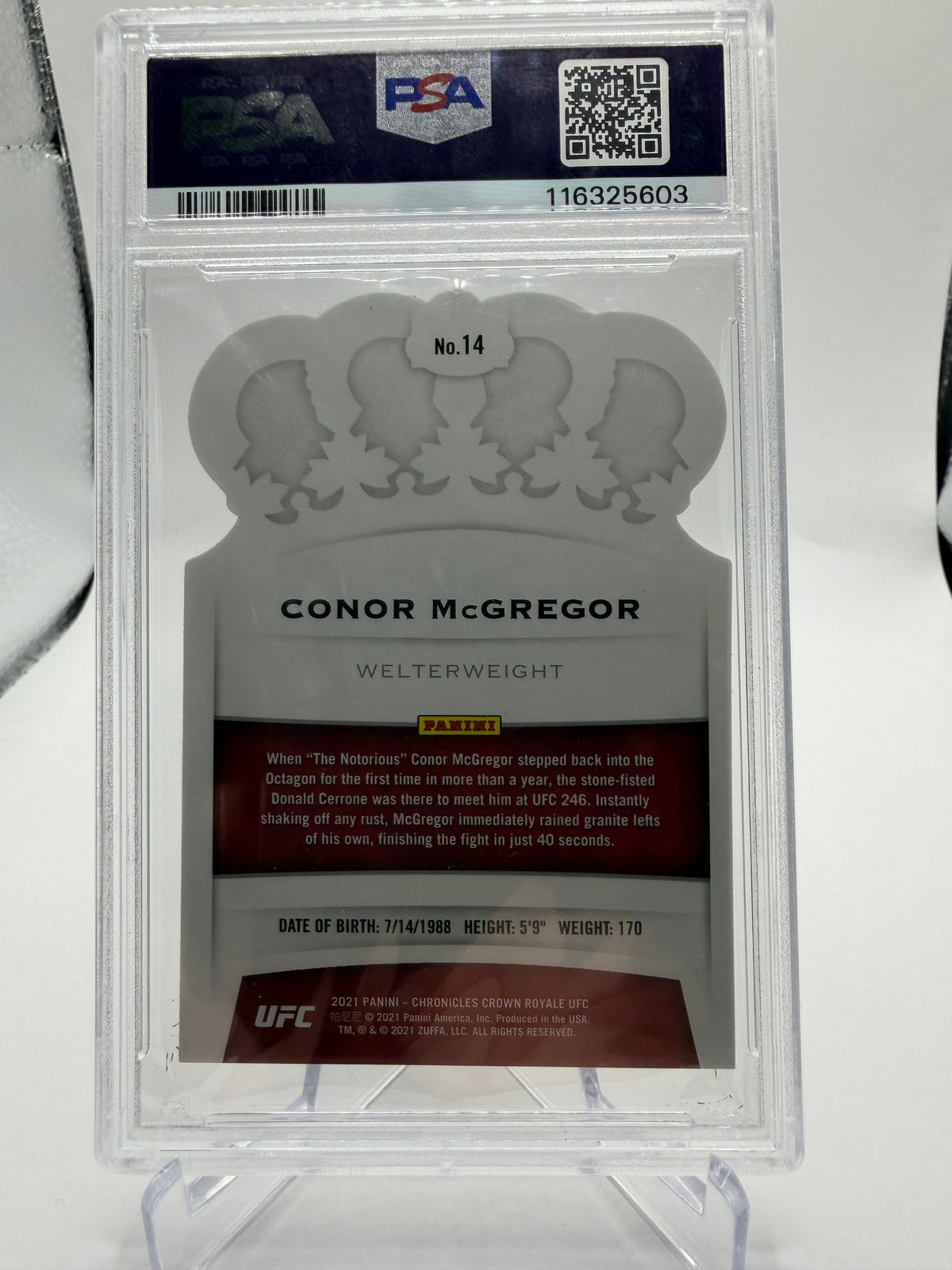2021 Panini Chronicles UFC Crown Royale Conor McGregor Asia Red #14 PSA 9