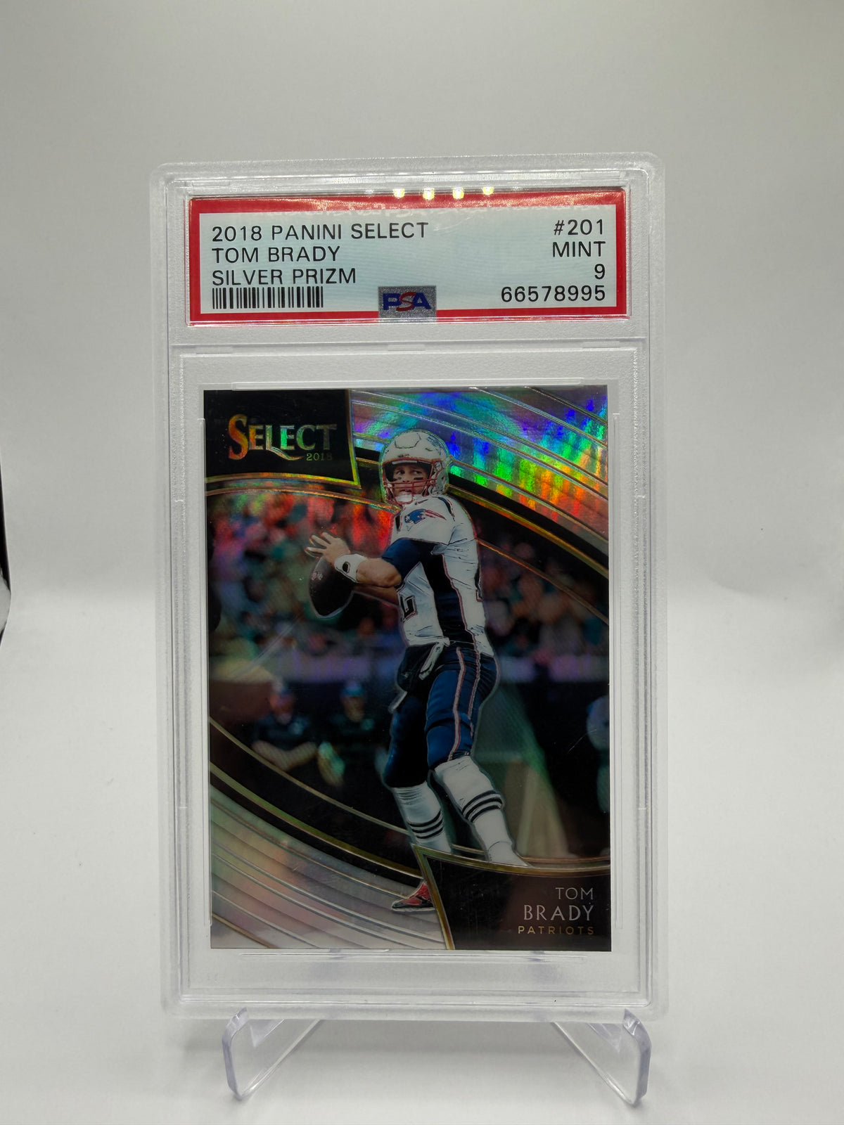 2018 Panini Select Football Field Level Silver Prizm #201 Tom Brady PSA 9
