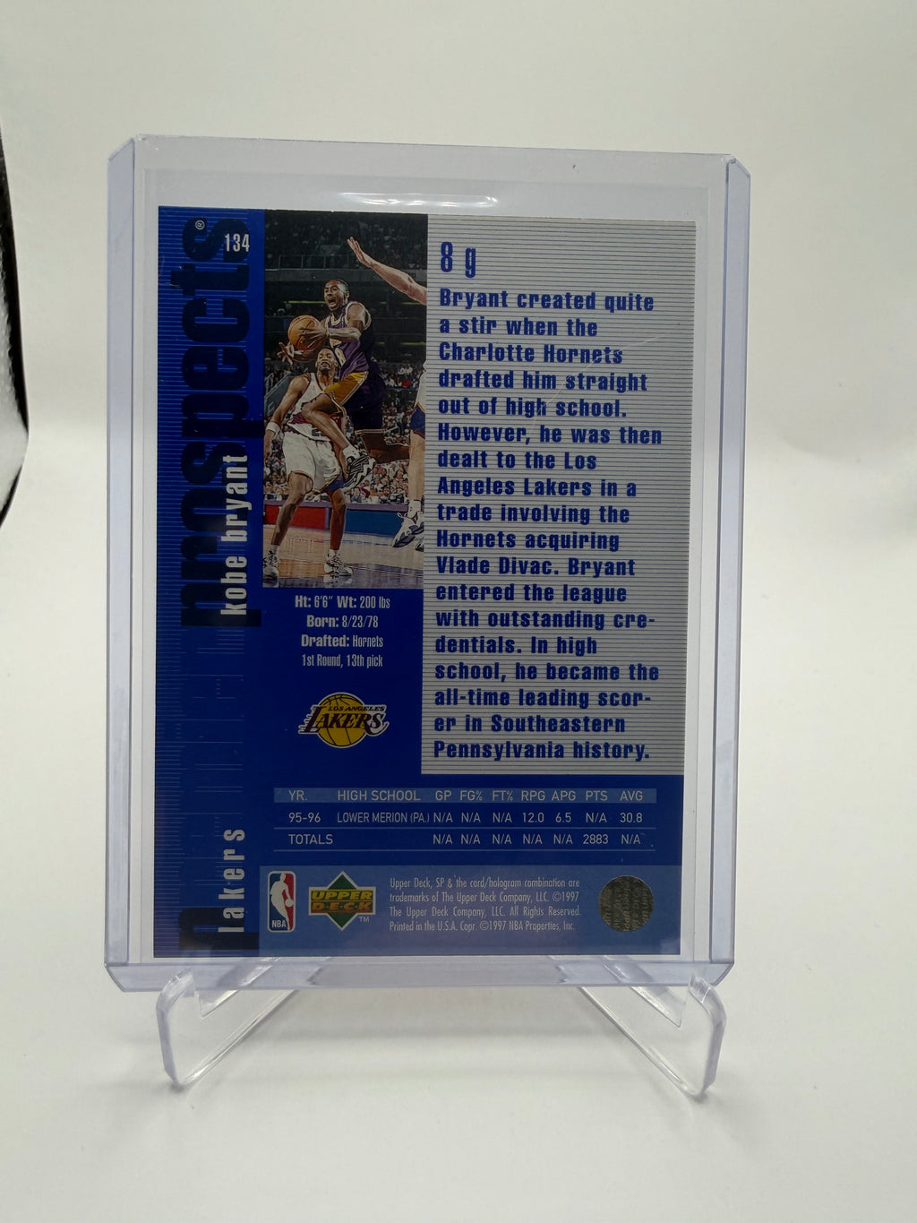 1996-97 Upper Deck SP Kobe Bryant #134 Rookie Card Base