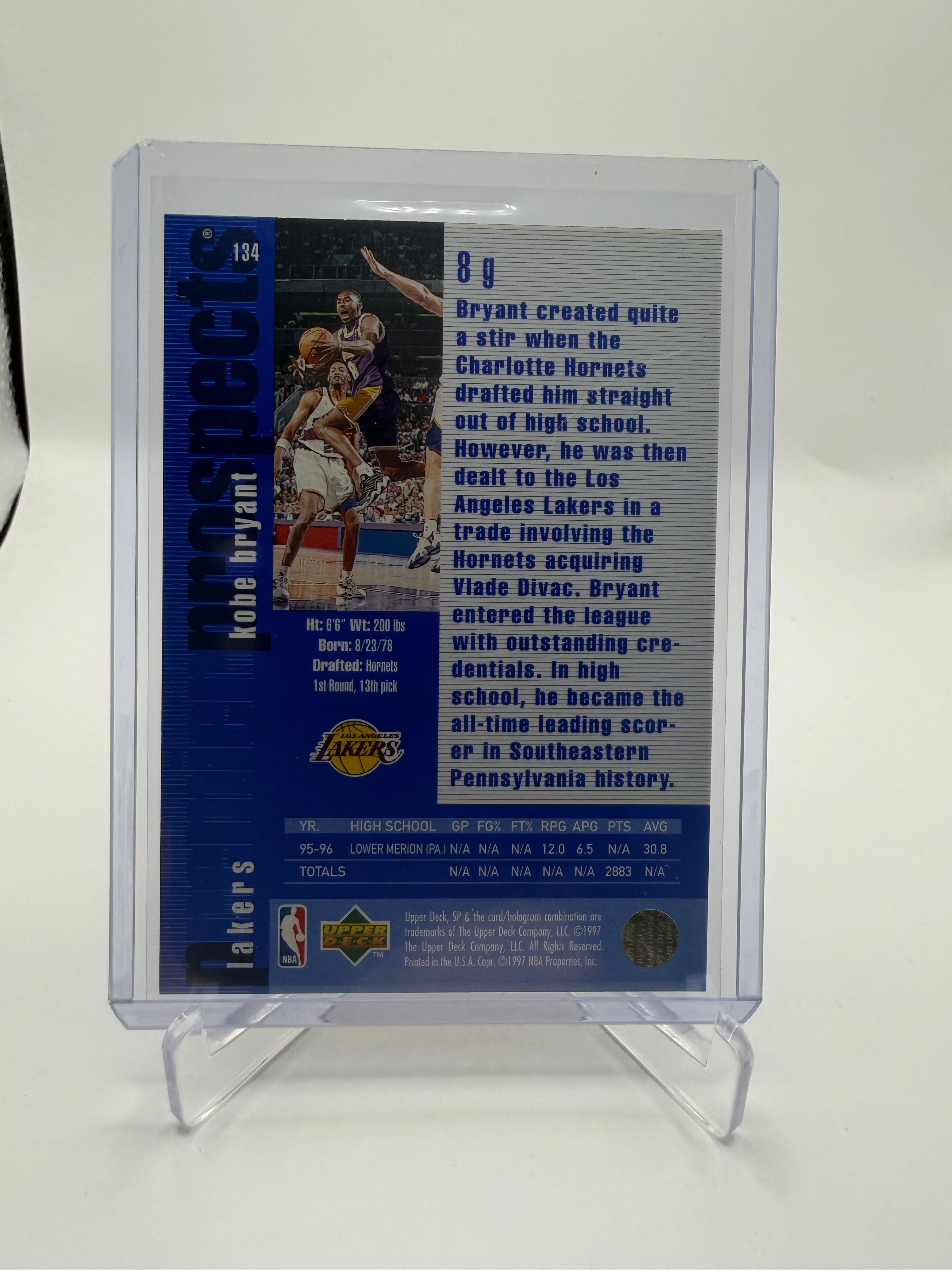 1996-97 Upper Deck SP Kobe Bryant #134 Rookie Card Base