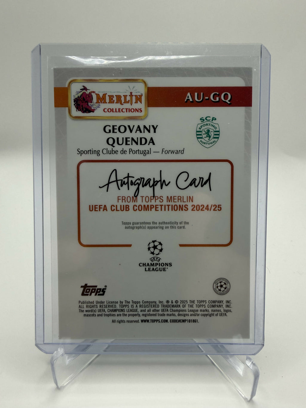 2025 Topps Merlin Giovanny Quenda Auto /150
