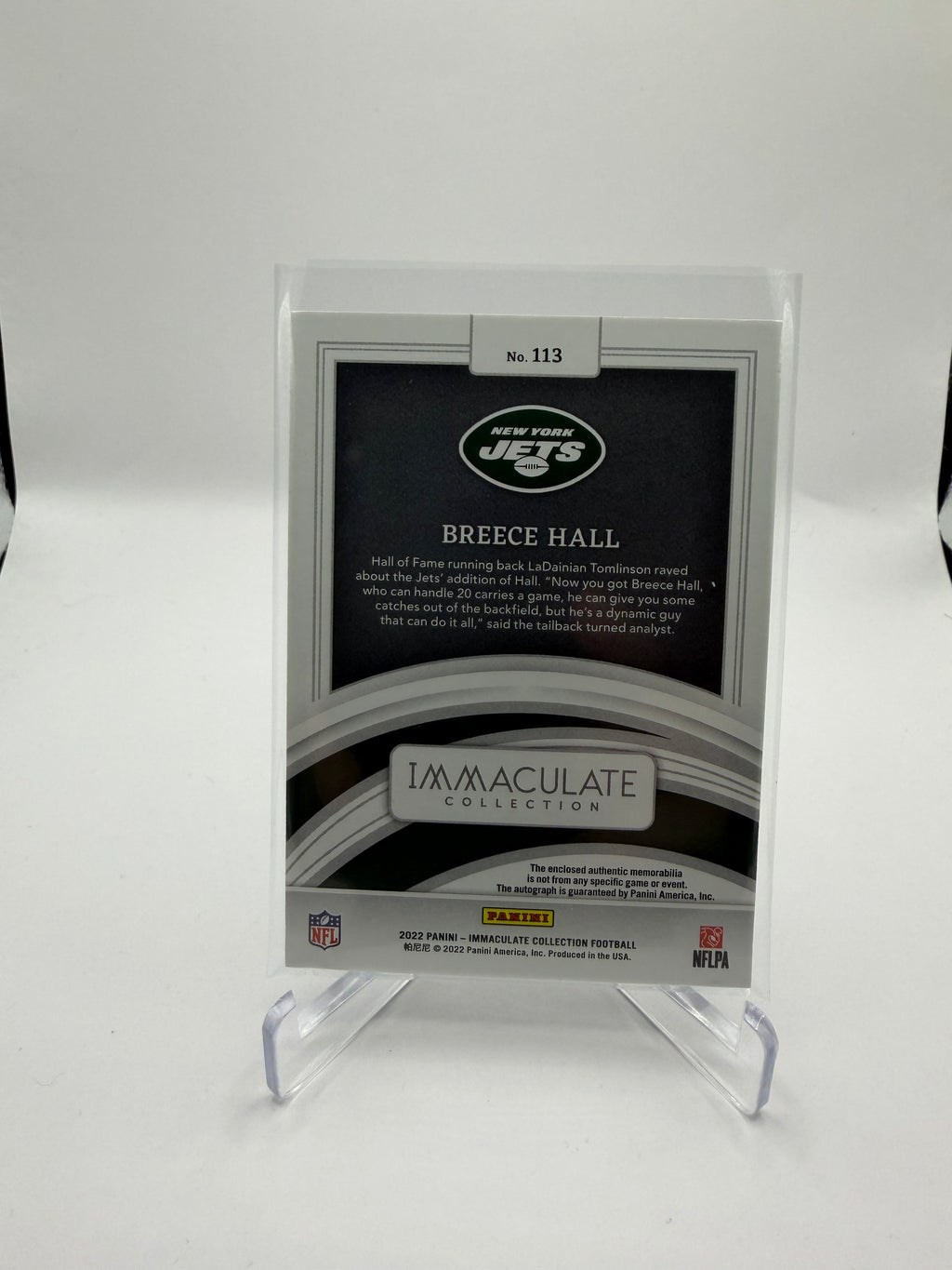 2022 Panini Immaculate Collection Football Breece Hall Rookie Patch Autograph Premium /18 #113