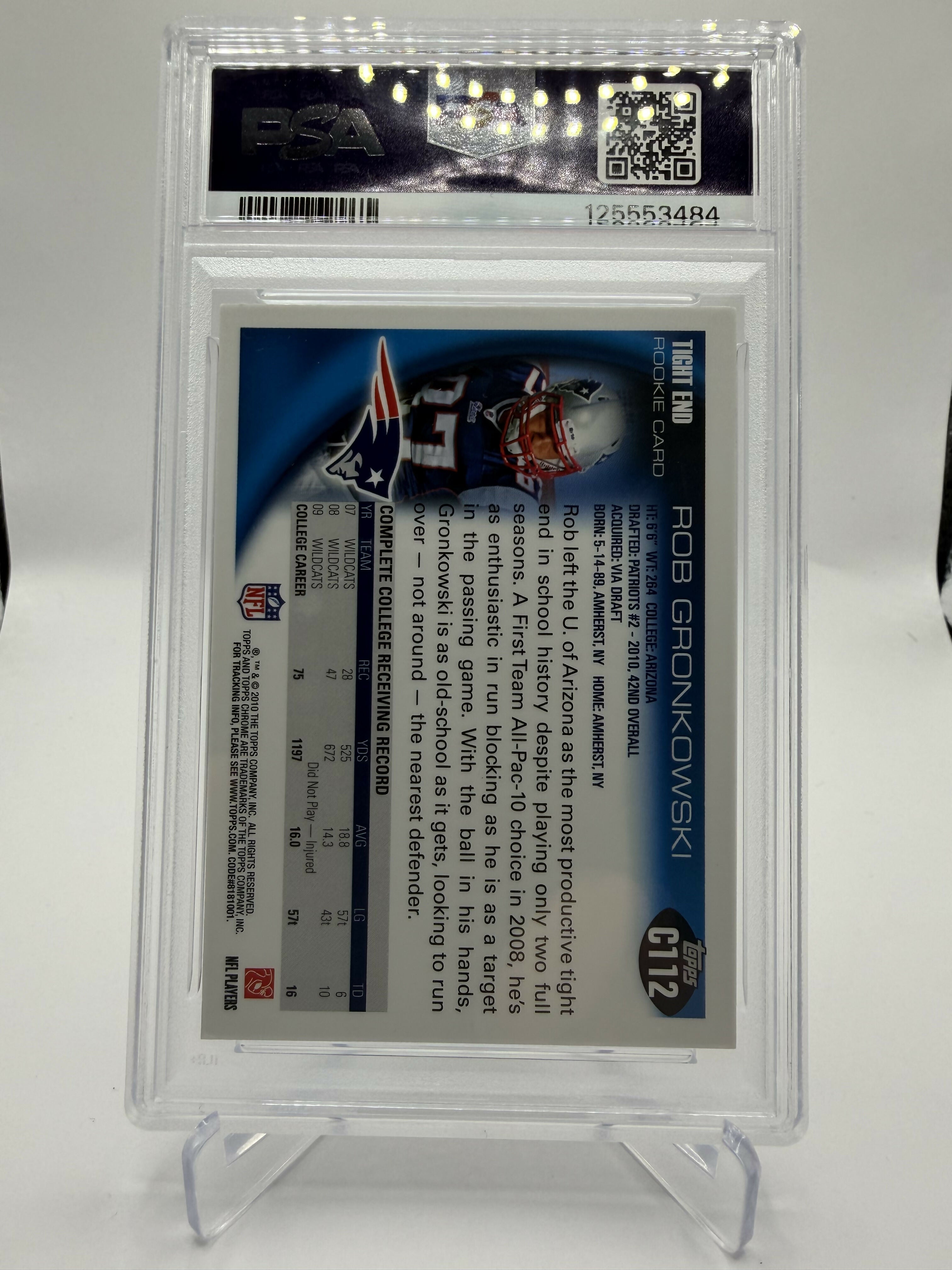 2010 Topps Chrome Rob Gronkowski Running Rookie PSA 9