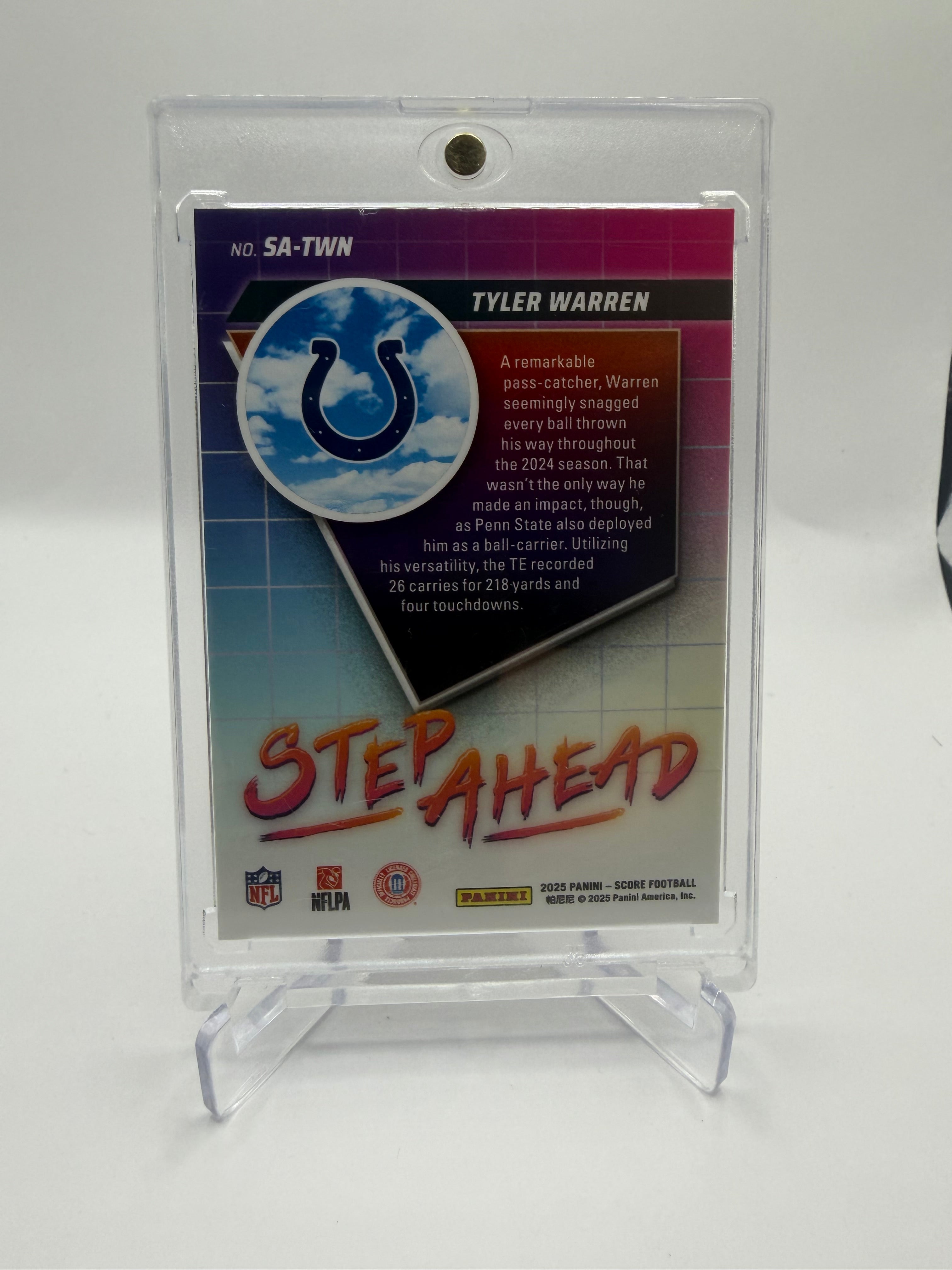 2025 Panini Score Football Step Ahead Tyler Warren Rookie RC #SA-TWN