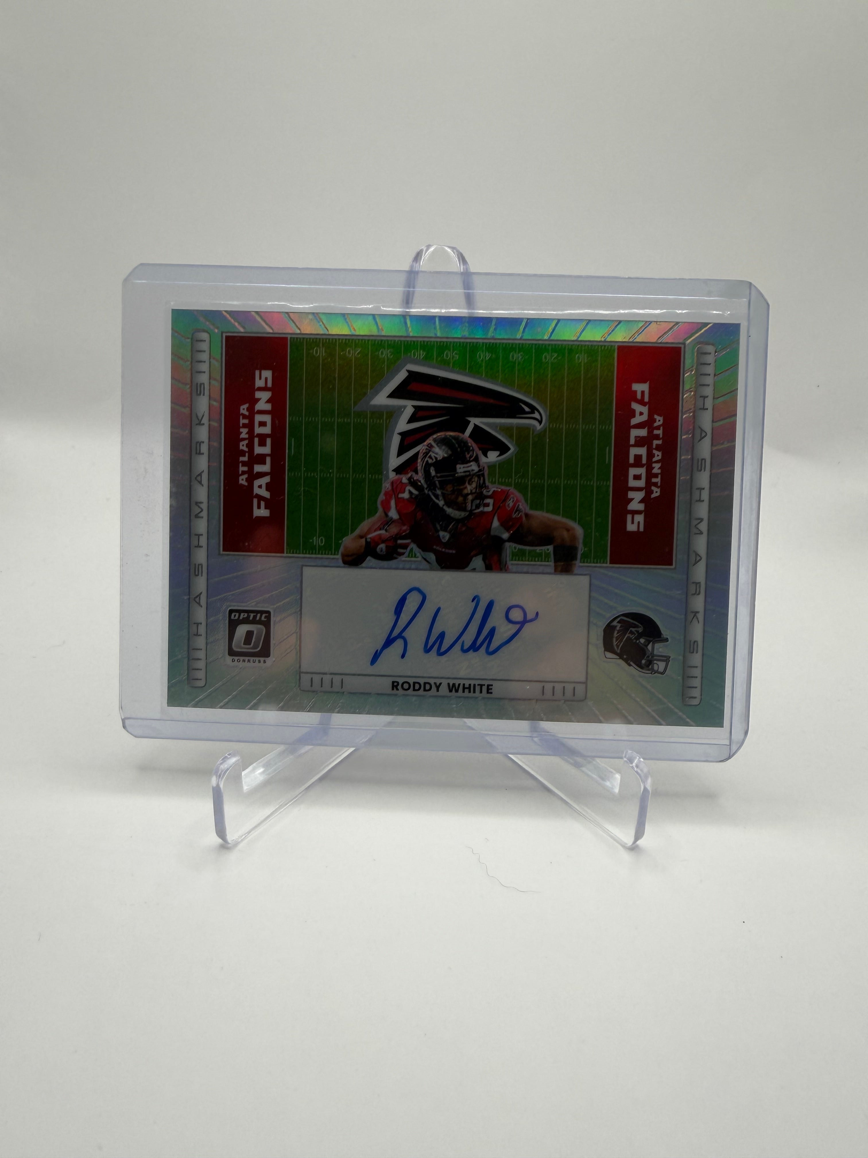 2025 Panini Donruss Optic Football Hash Marks Autographs Prizm Roddy White Auto #HM-RW
