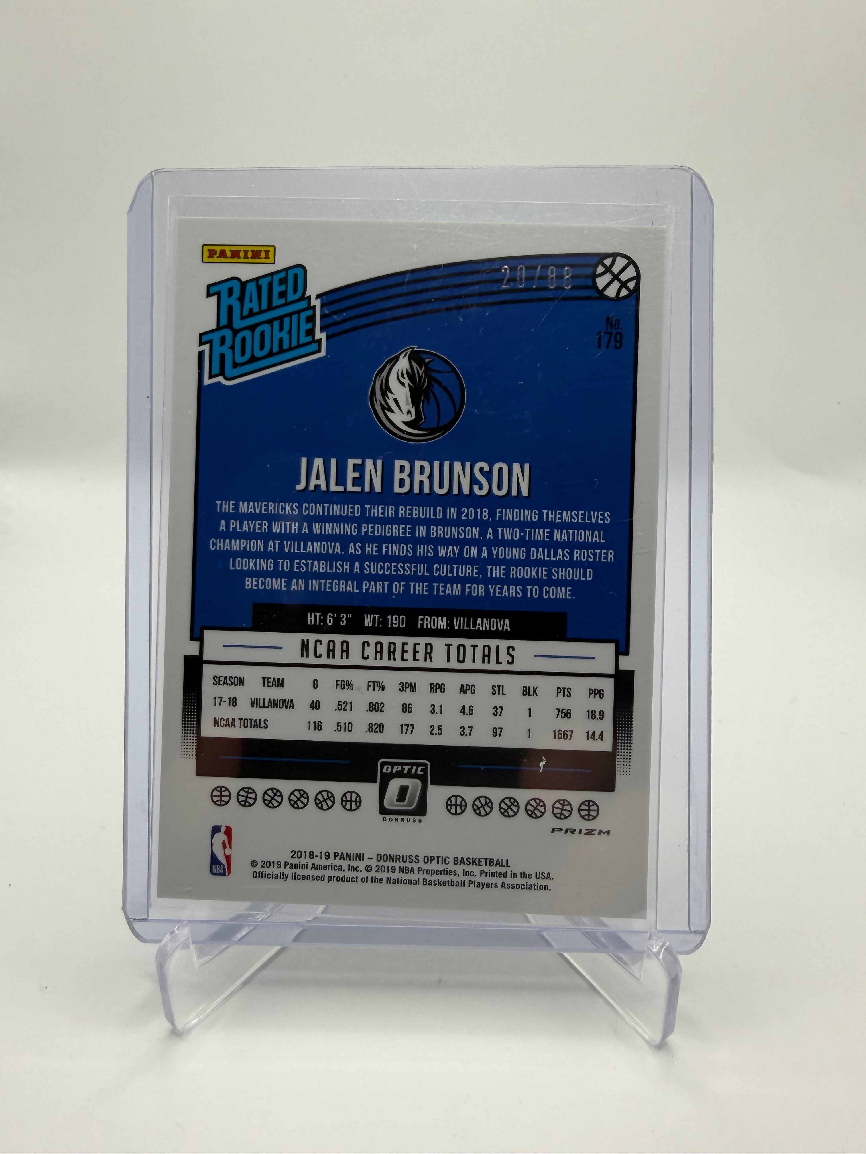 2018-19 Panini Donruss Optic Rated Rookie Choice Red Prizm Jalen Brunson #179 /88