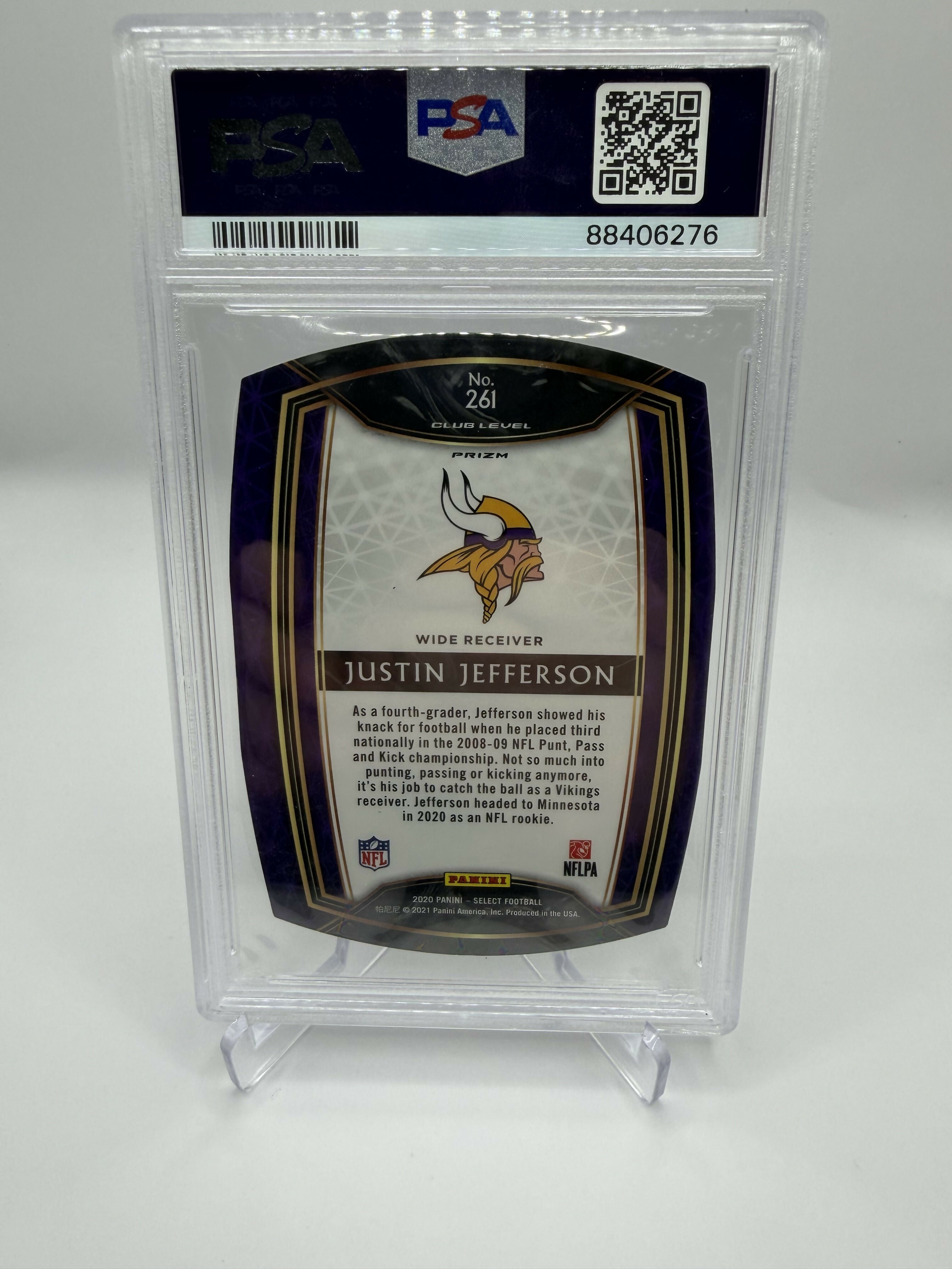 2020 Panini Select Justin Jefferson Die-Cut Blue Prizm PSA 9