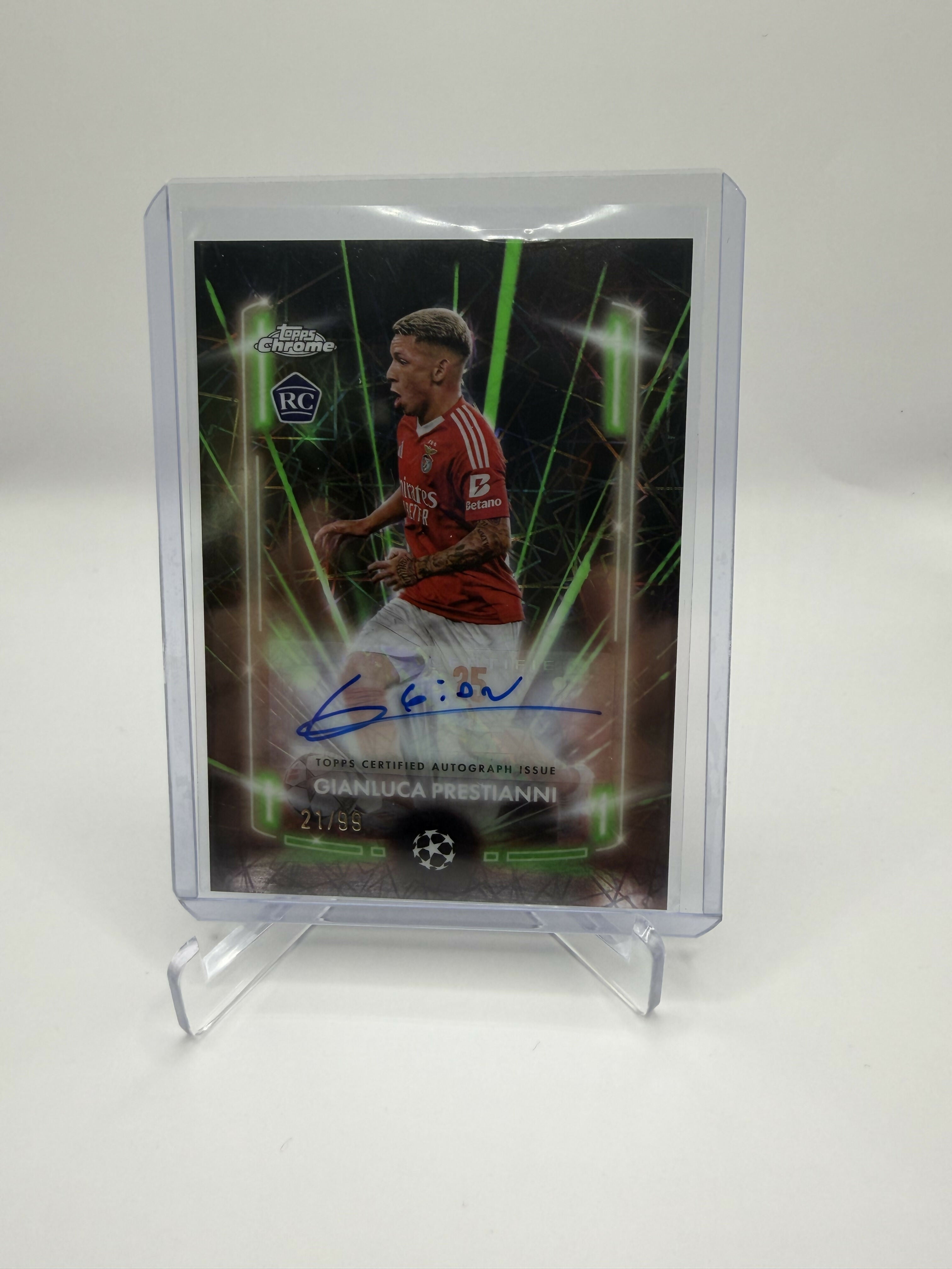 2025 Topps Chrome Gianluca Prestianni Black Lazer Auto /99