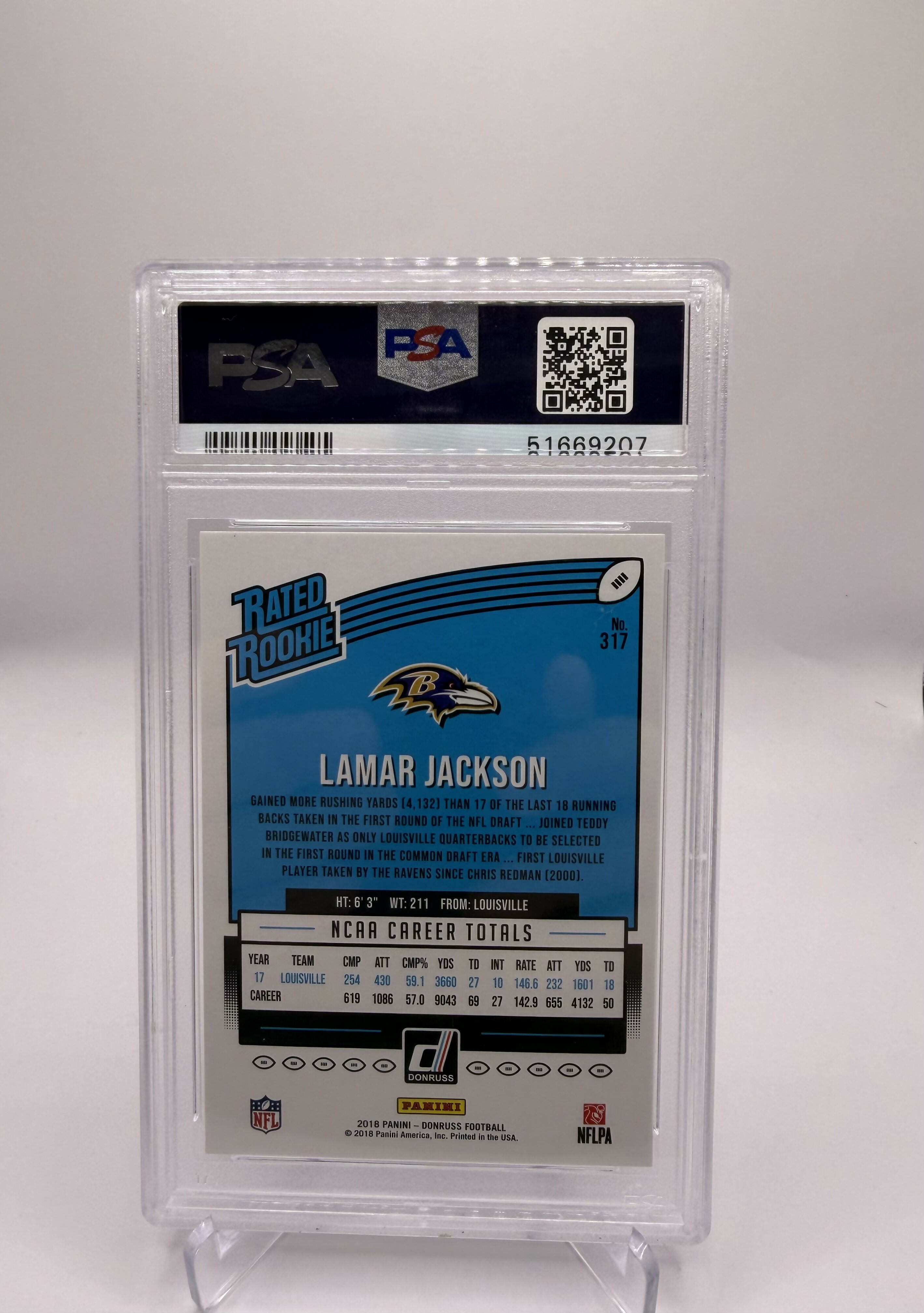 2018 Panini Donruss Lamar Jackson Rated Rookie PSA 9