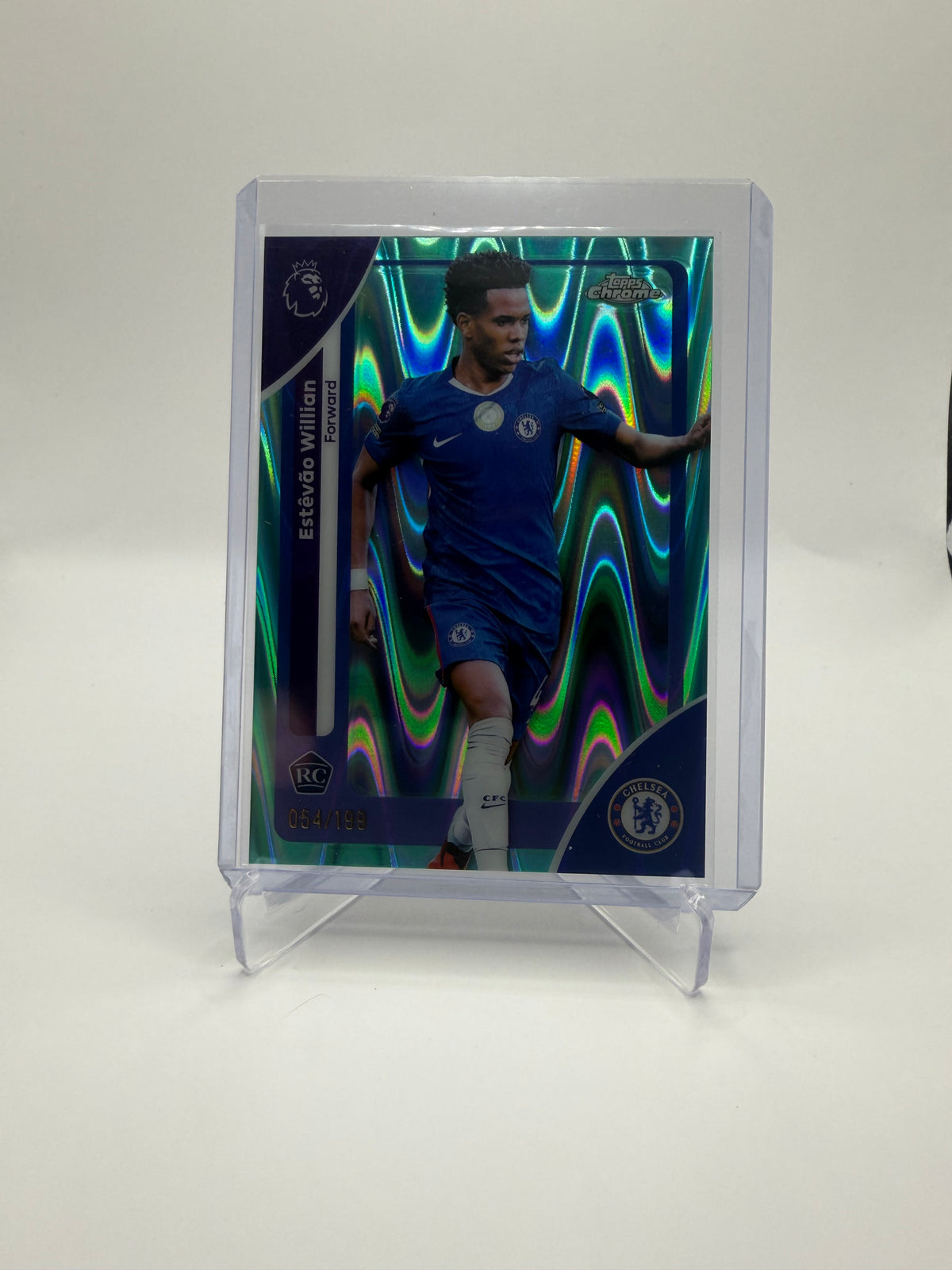 2025-26 Topps Chrome Premier League Estêvão Willian Rookie Aqua Wave Refractor #68 /199