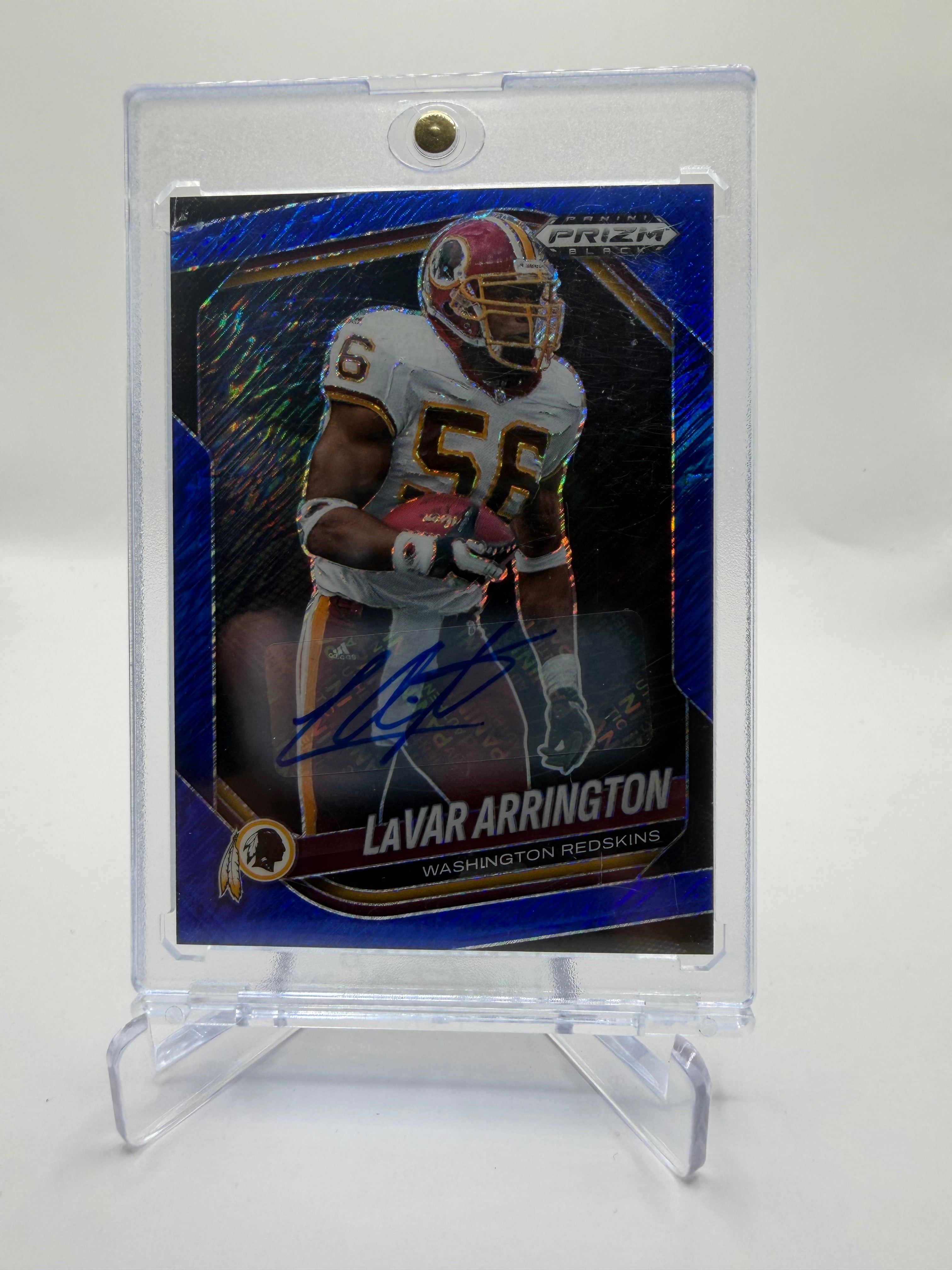 Lavar Arrington 2025 Panini Prizm Black Football Blue Shimmer Autograph /15 #150