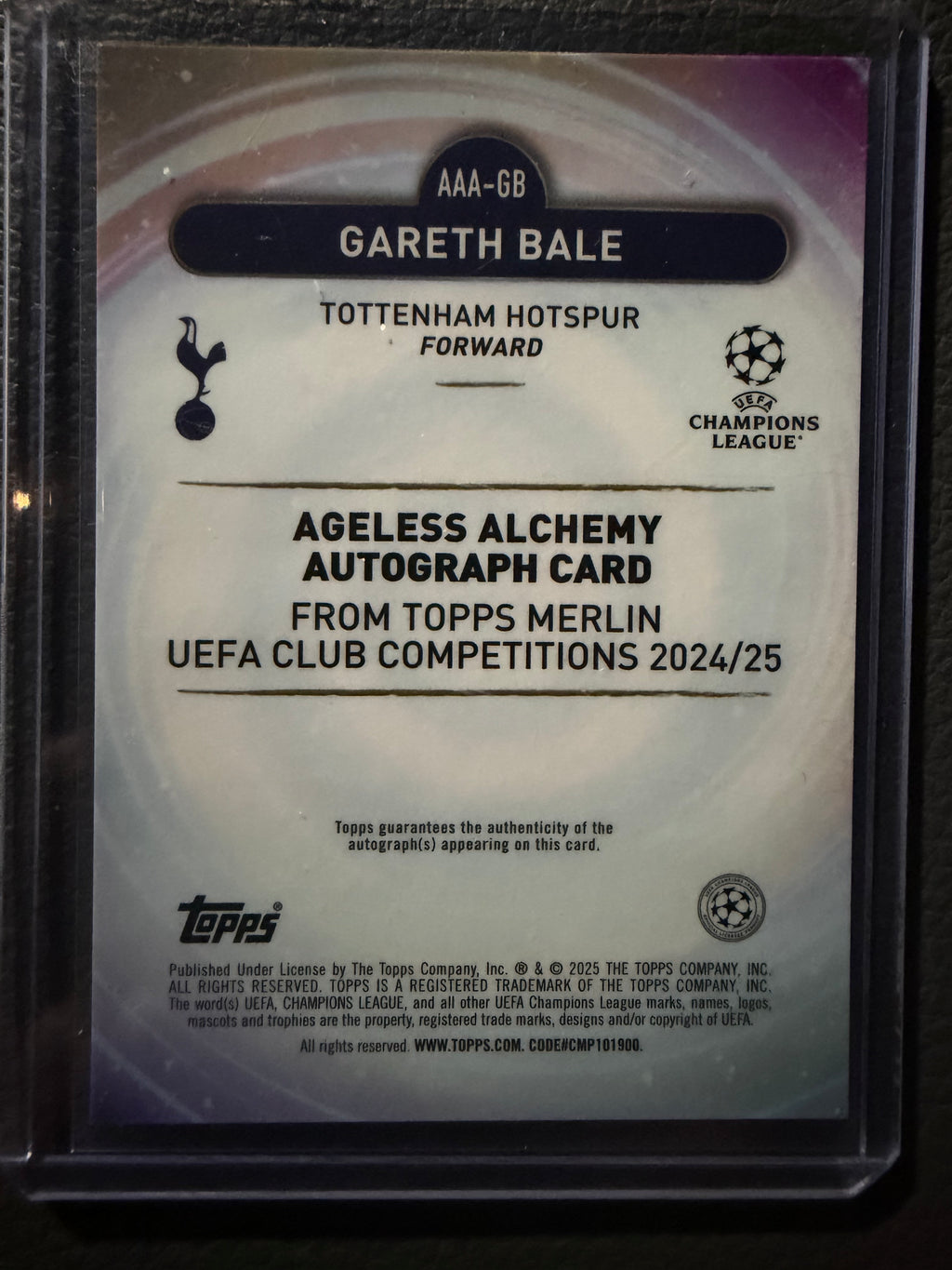 2024-25 Topps Merlin UEFA Club Competitions Gold /50 Gareth Bale Ageless Alchemy Autograph #AAA-GB
