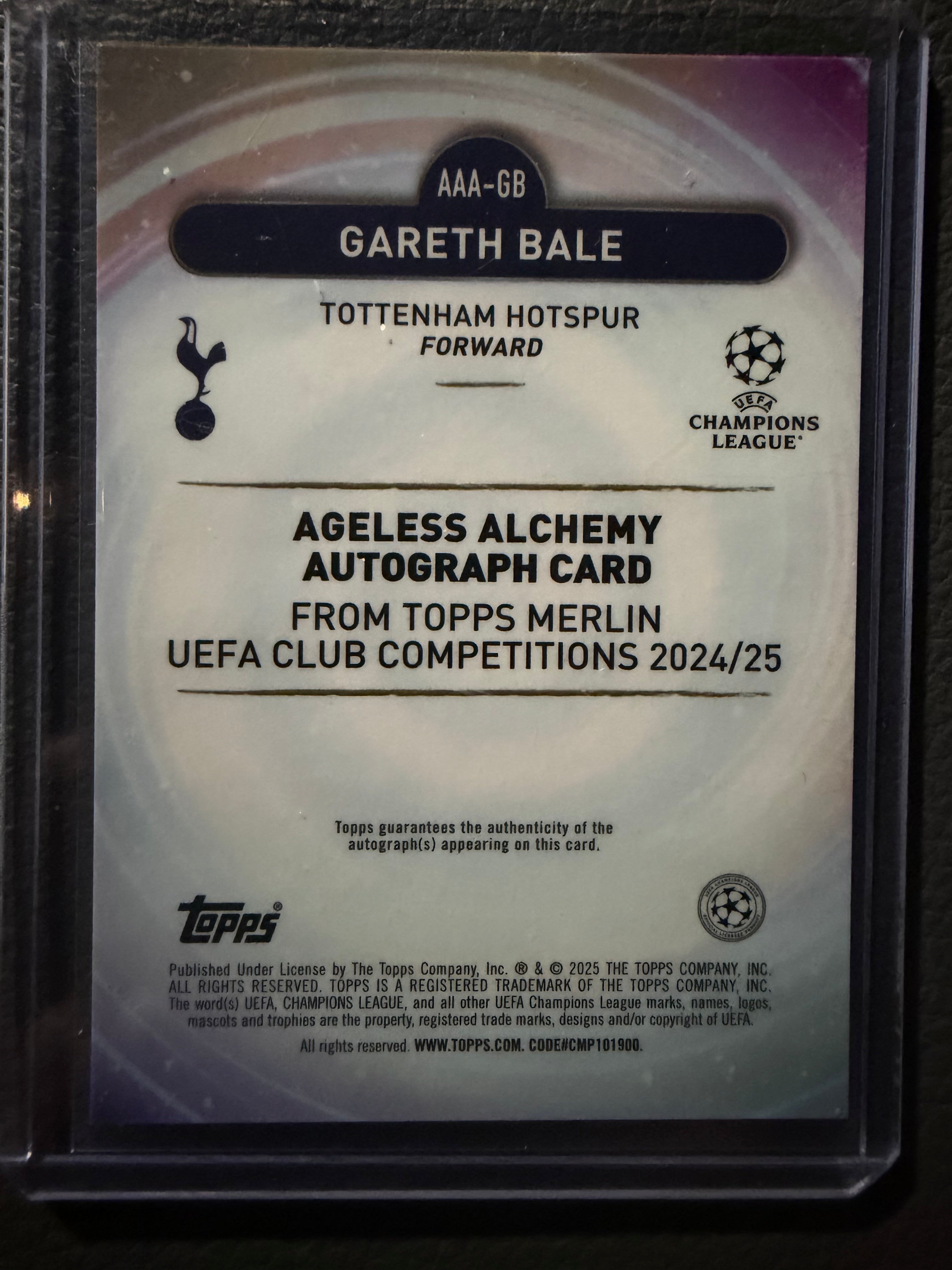 2024-25 Topps Merlin UEFA Club Competitions Gold /50 Gareth Bale Ageless Alchemy Autograph #AAA-GB