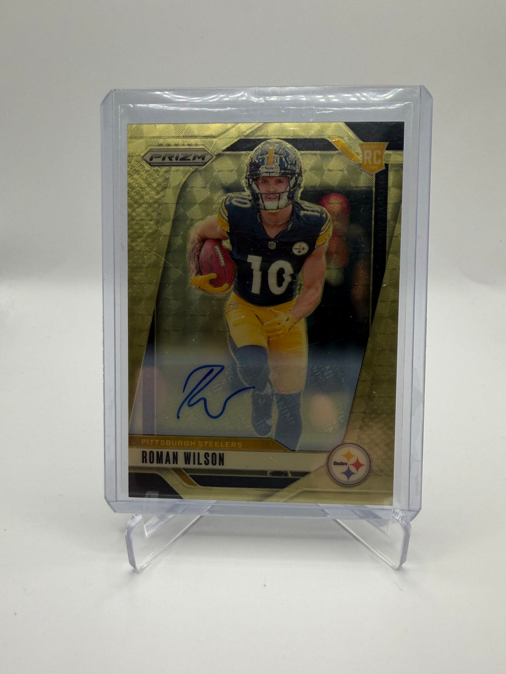 2024 Panini Prizm Football Roman Wilson Rookie Gold Vinyl Prizm Autograph #384 5/5