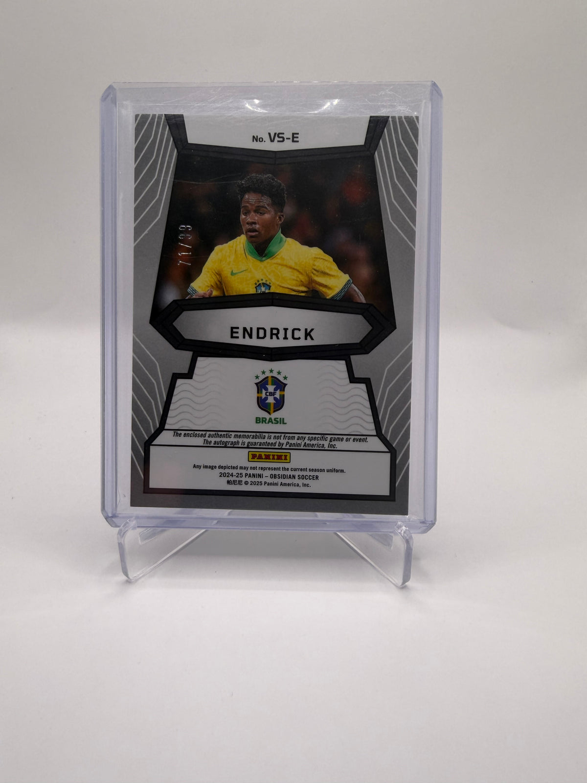 2024-25 Panini Obsidian Soccer Volcanic Signatures Jersey Autograph Endrick Brazil #VS-E /99