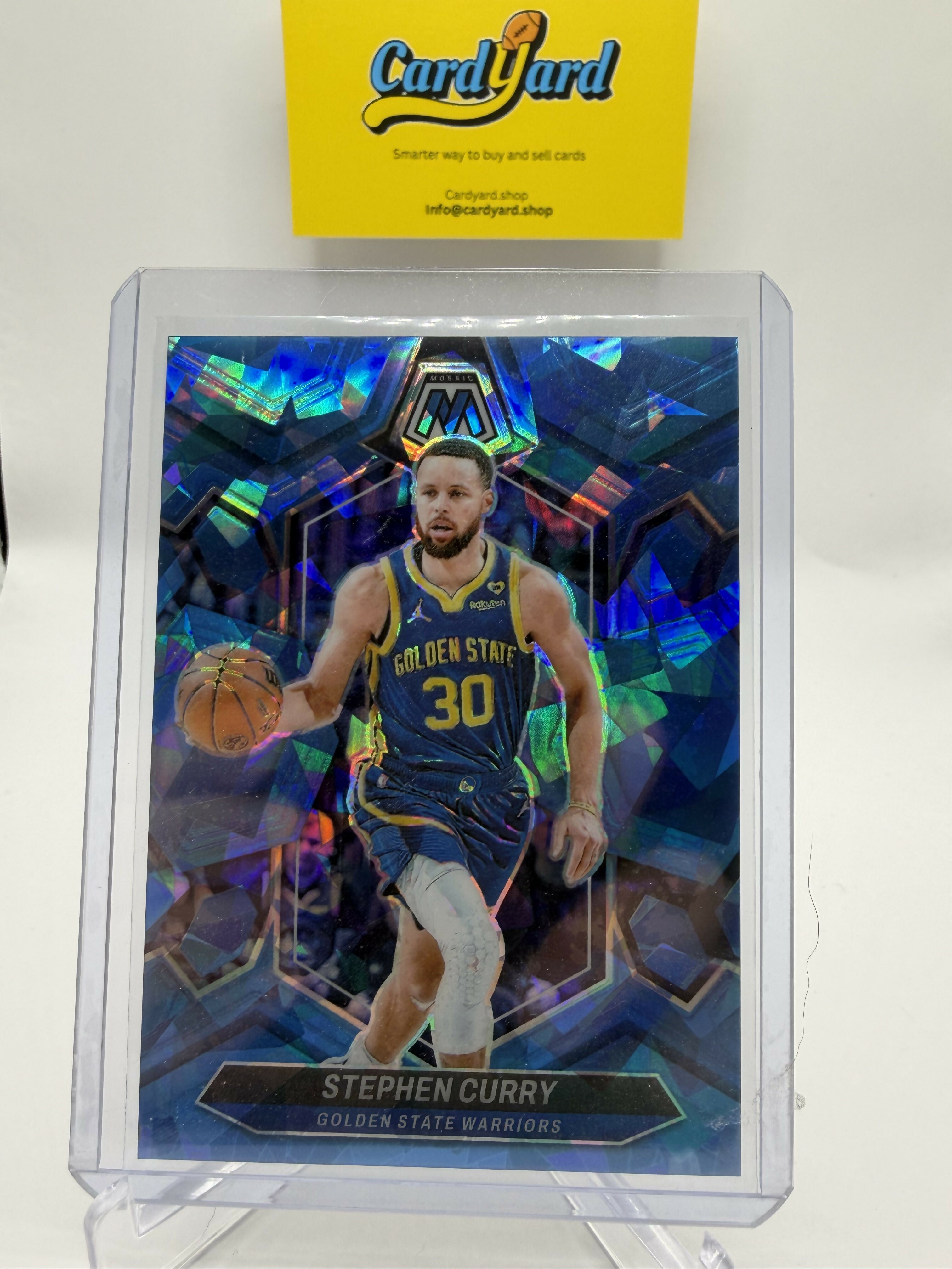 2023-2024 Panini Mosaic Steph Curry Blue Cracked Ice /125