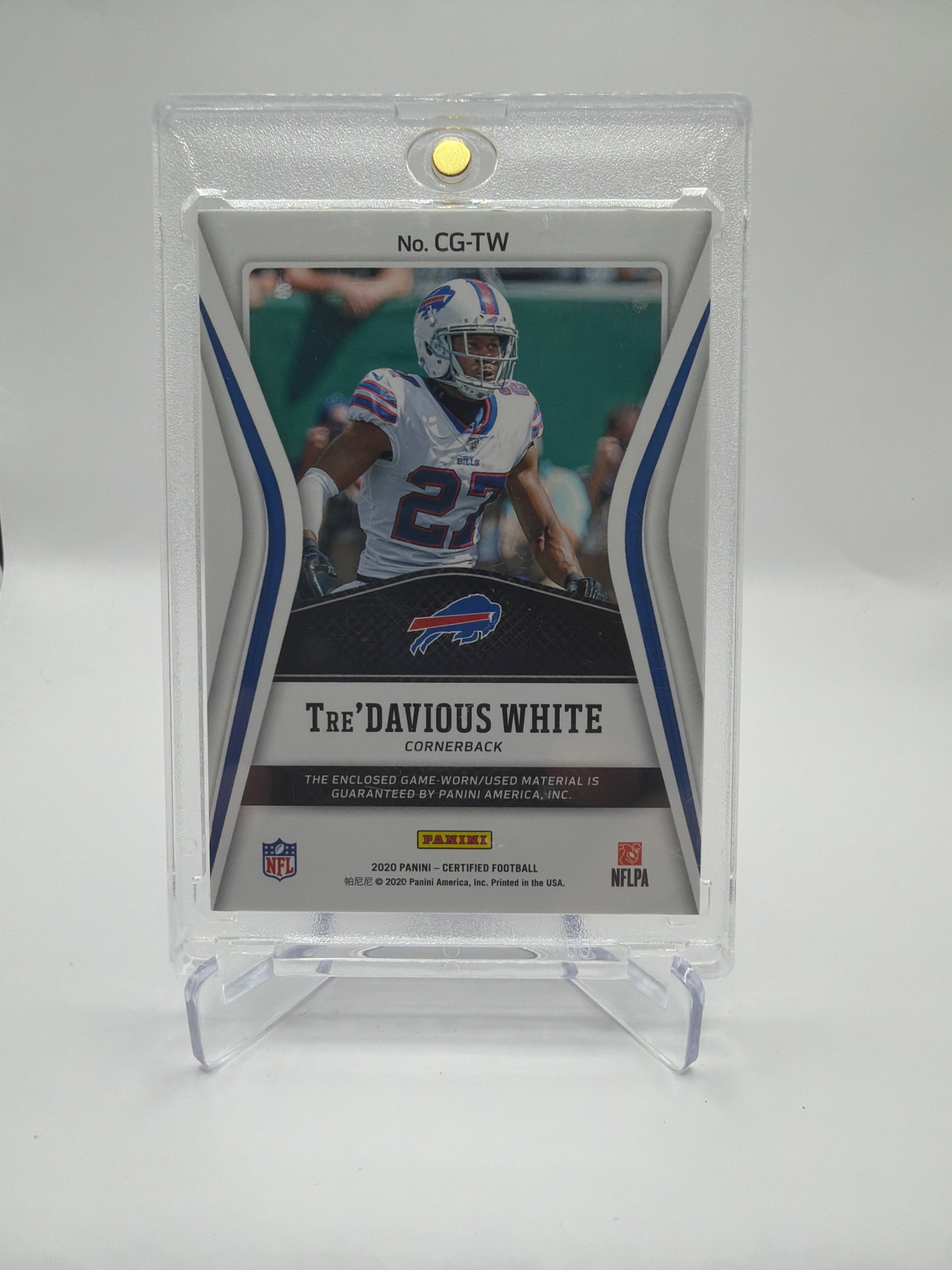2020 Panini Certified Football Certified Gamers Mirror Blue Prime Tre'Davious White Game-Worn Patch /35